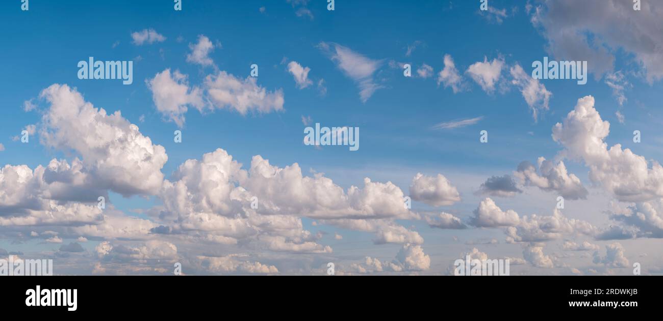blue sky background with tiny clouds panorama Stock Photo - Alamy