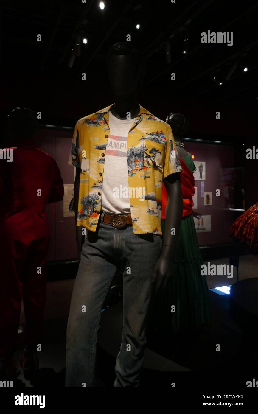 Los Angeles, California, USA 25th July 2022 Costume Worn by Brad Pitt in Once Upon a Time in Hollywood 2019 Film at Academy Museum of Motion Pictures on July 25, 2022 in Los Angeles, California, USA. Photo by Barry King/Alamy Stock Photo Stock Photo