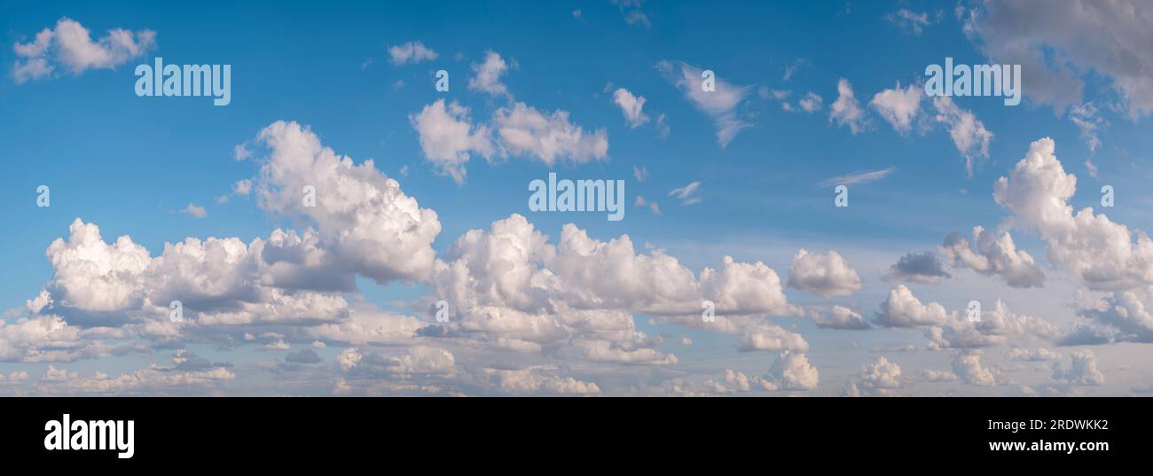 blue sky background with tiny clouds panorama Stock Photo - Alamy