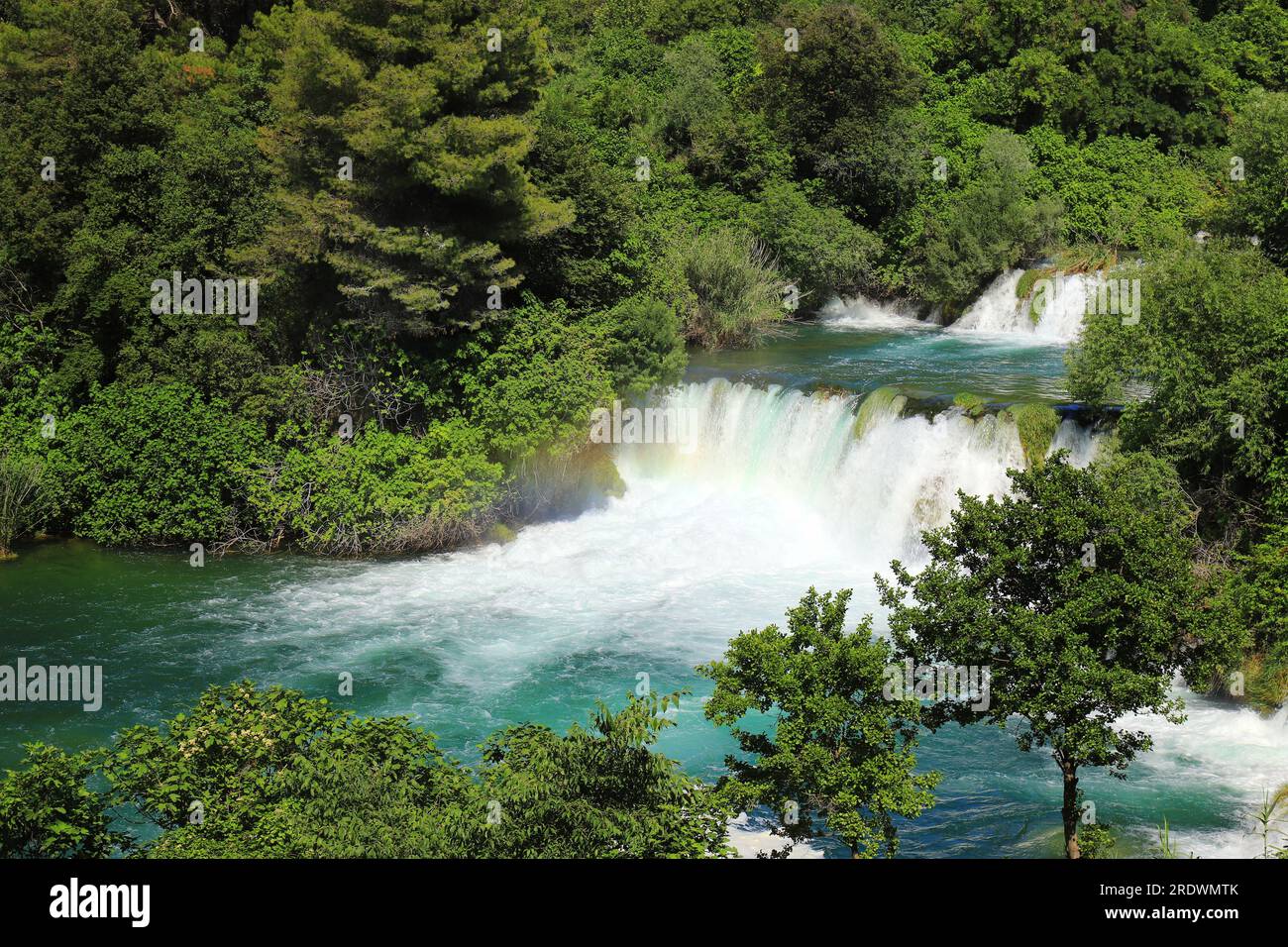 Cascade waterfall in Krka Landscape Park, Croatia in spring or summer ...