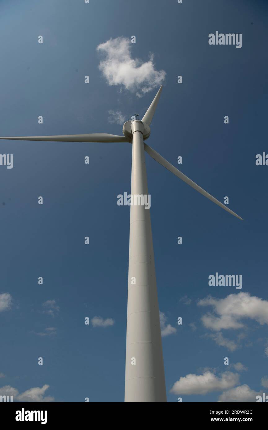Wind Turbine with blue sky Stock Photo - Alamy