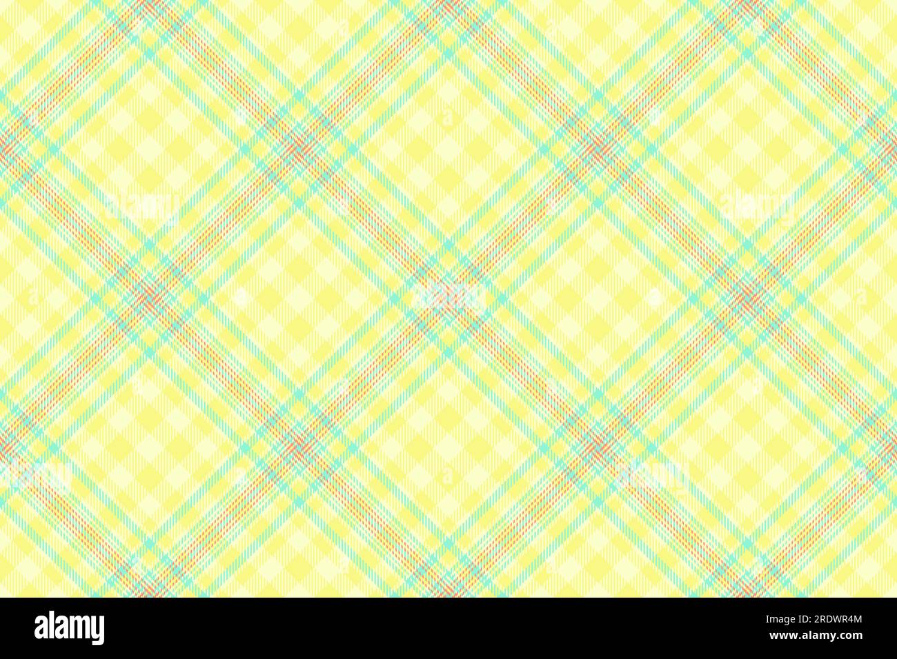 Vector plaid texture of textile background pattern with a tartan check fabric seamless in lemon chiffon and yellow colors. Stock Vector