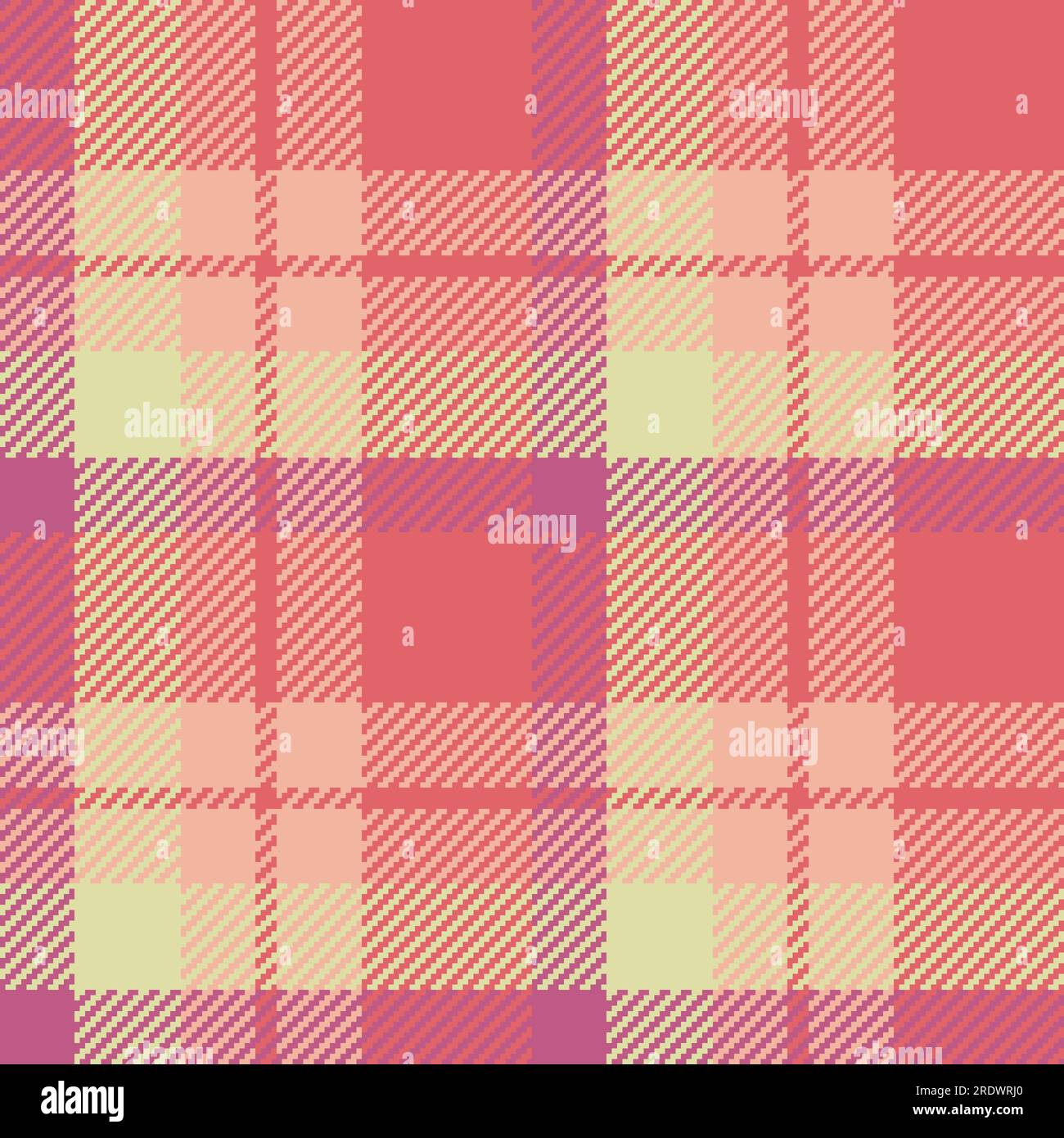 Fabric seamless pattern of texture check vector with a tartan background plaid textile in red and orange colors. Stock Vector
