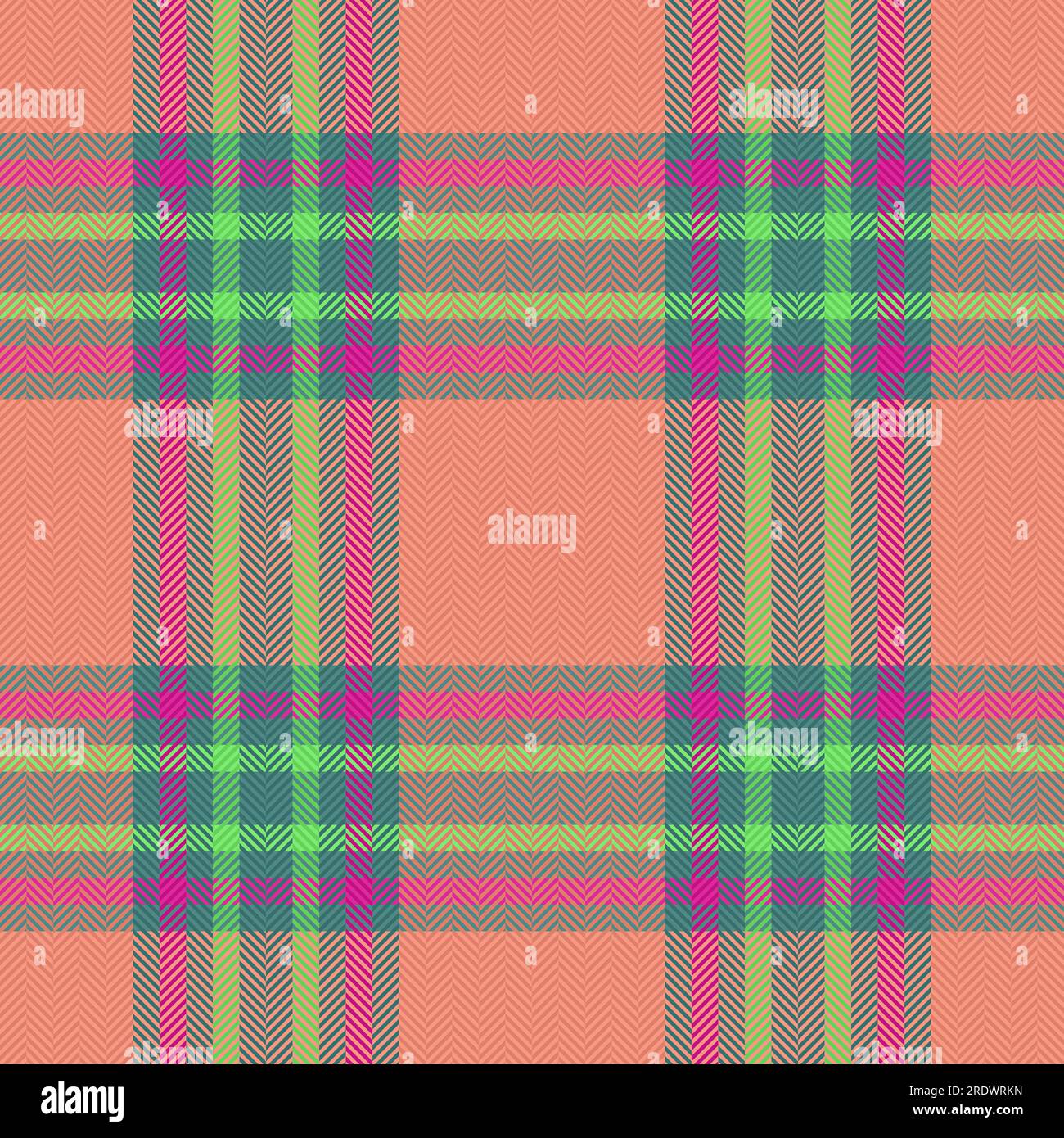 Check seamless tartan of fabric texture textile with a background pattern plaid vector in red and cyan colors. Stock Vector