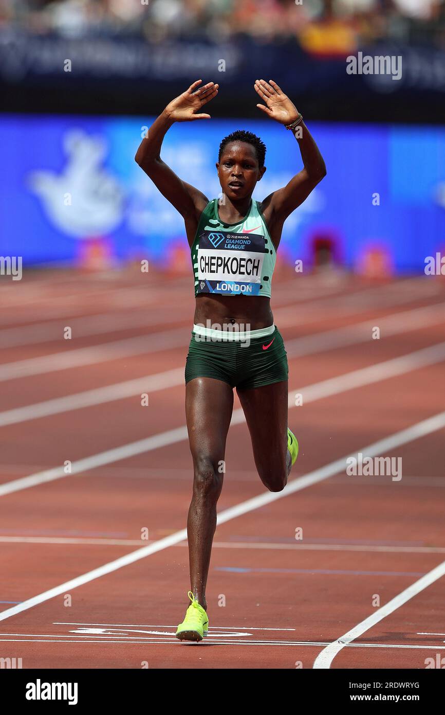 Jackline CHEPKOECH celebrating winning the 3000m Steeplechase in the