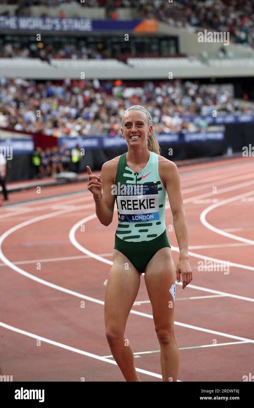 Jemma REEKIE celebrating after winning the 800m at the Wanda Diamond