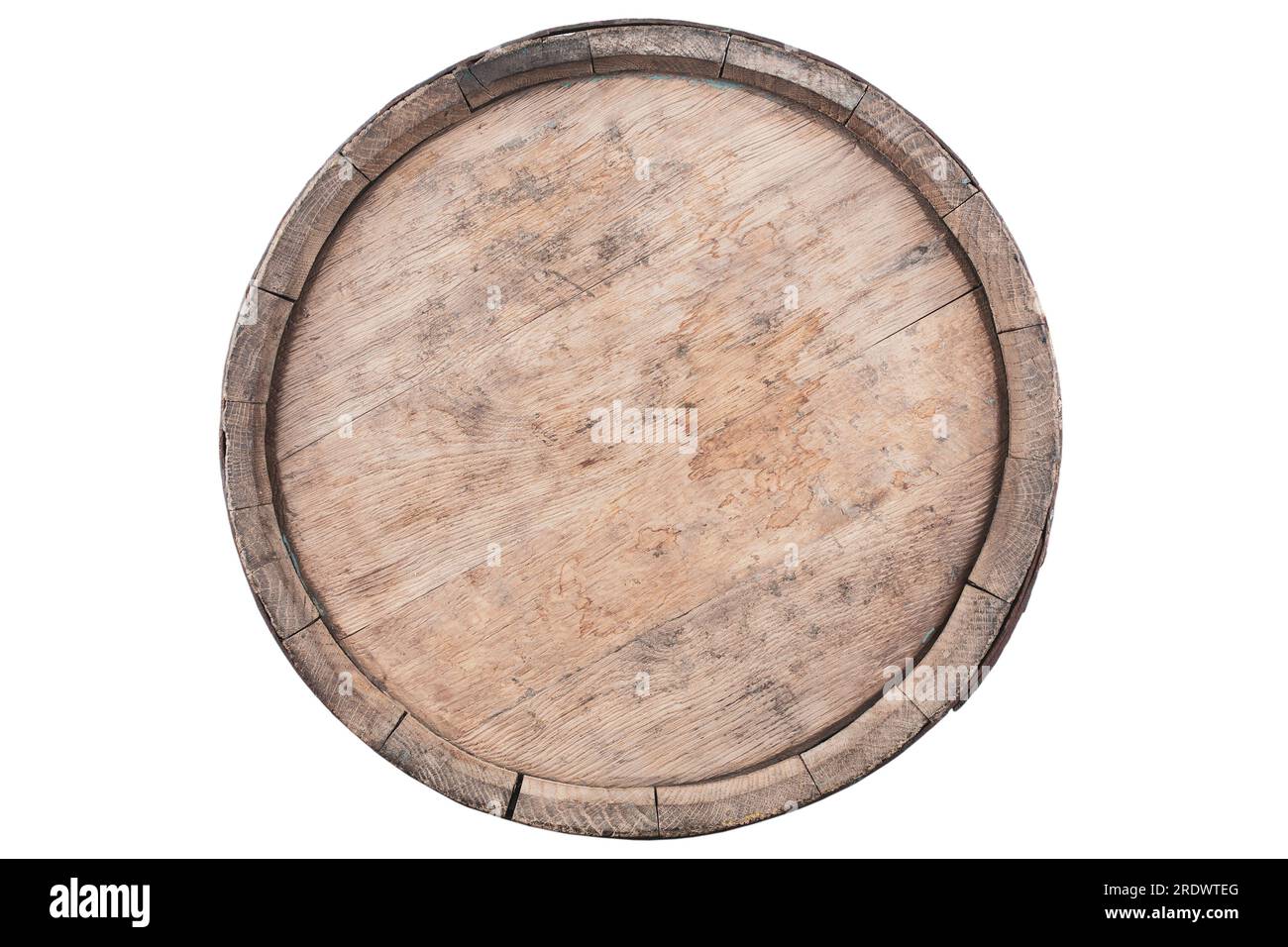 Old wooden liquor barrel. Top view Stock Photo Alamy