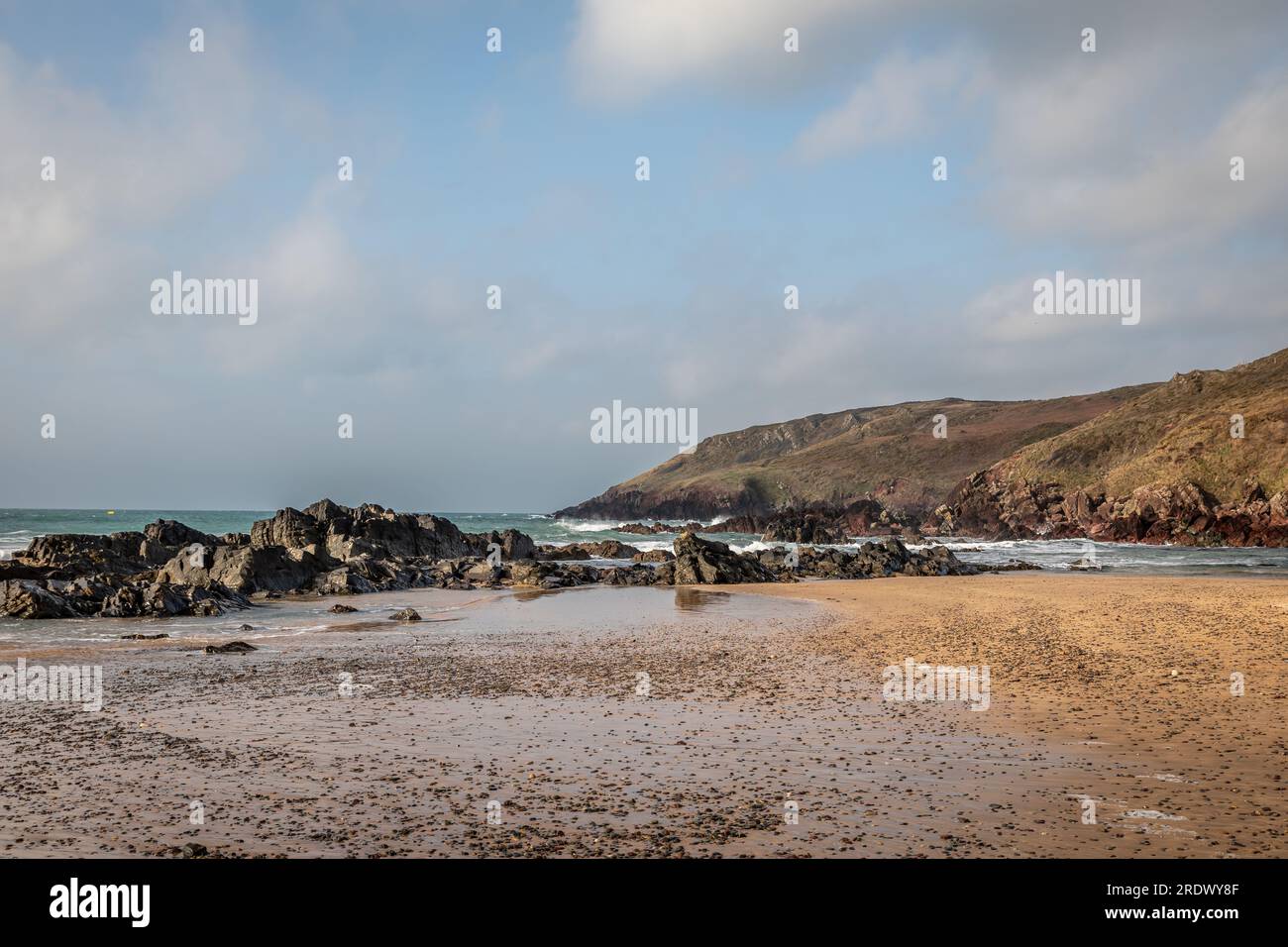 Beach at Freshwater West, Pembrokeshire, Wales, UK Stock Photo