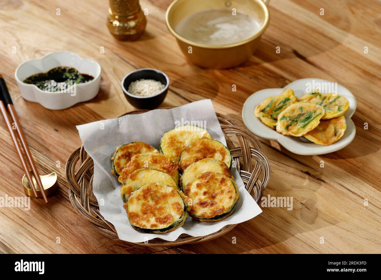 Hobak Jeon Or Pan Fried Zucchini, Traditional Korean Vegetable Pancake ...