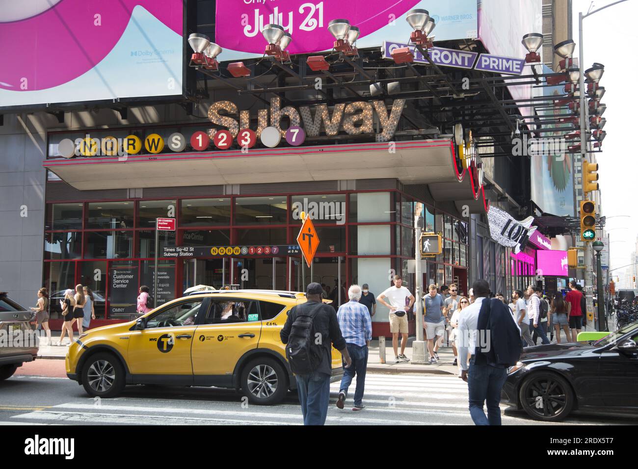 42nd Street Times Square subway Station at the corner of Seventh Avenue and 42nd Street in midtown Manhattan. Stock Photo