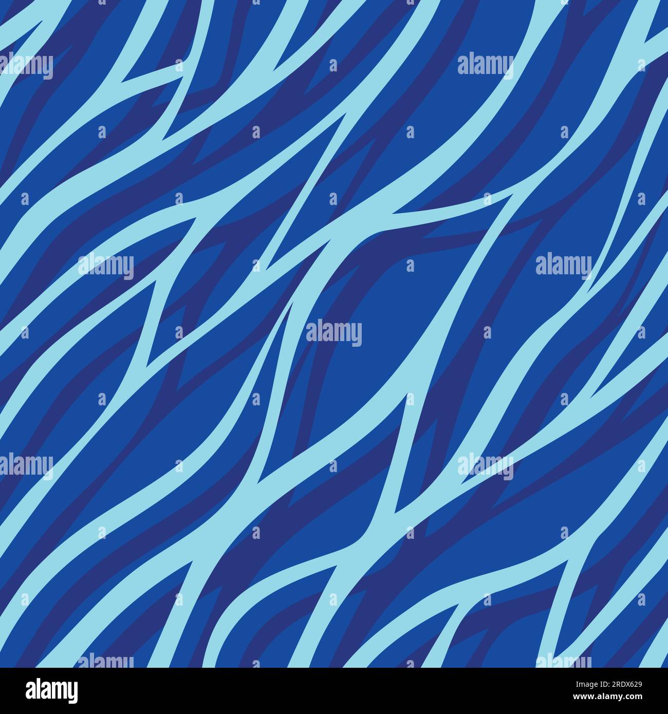 Seamless vector pattern, stylized blue water surface, curvy lines