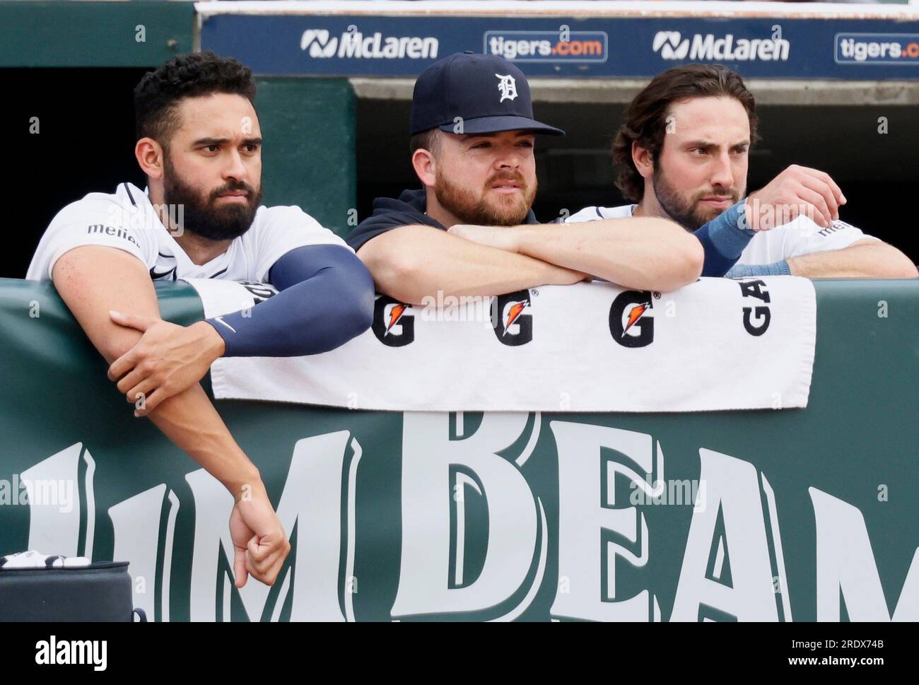 Detroit Tigers' Matt Vierling bats against the San Diego Padres during the  third inning of a baseball game Sunday, July 23, 2023, in Detroit. (AP  Photo/Duane Burleson Stock Photo - Alamy