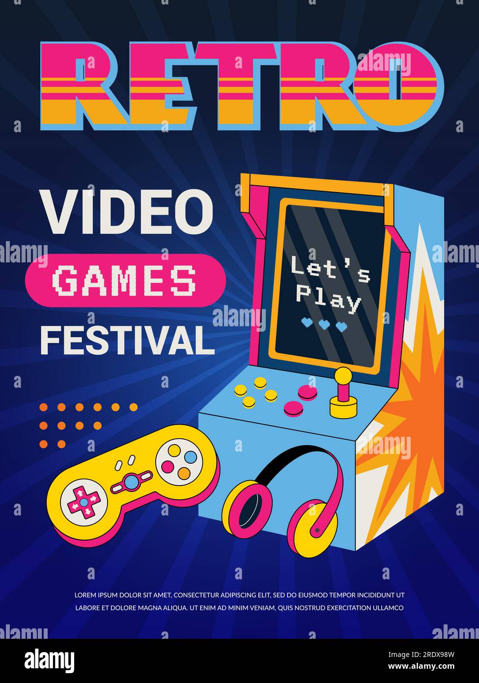 Retro game poster. Vintage gaming gadgets party invitation placard in retro  style recent vector template with place for text Stock Vector Image & Art -  Alamy