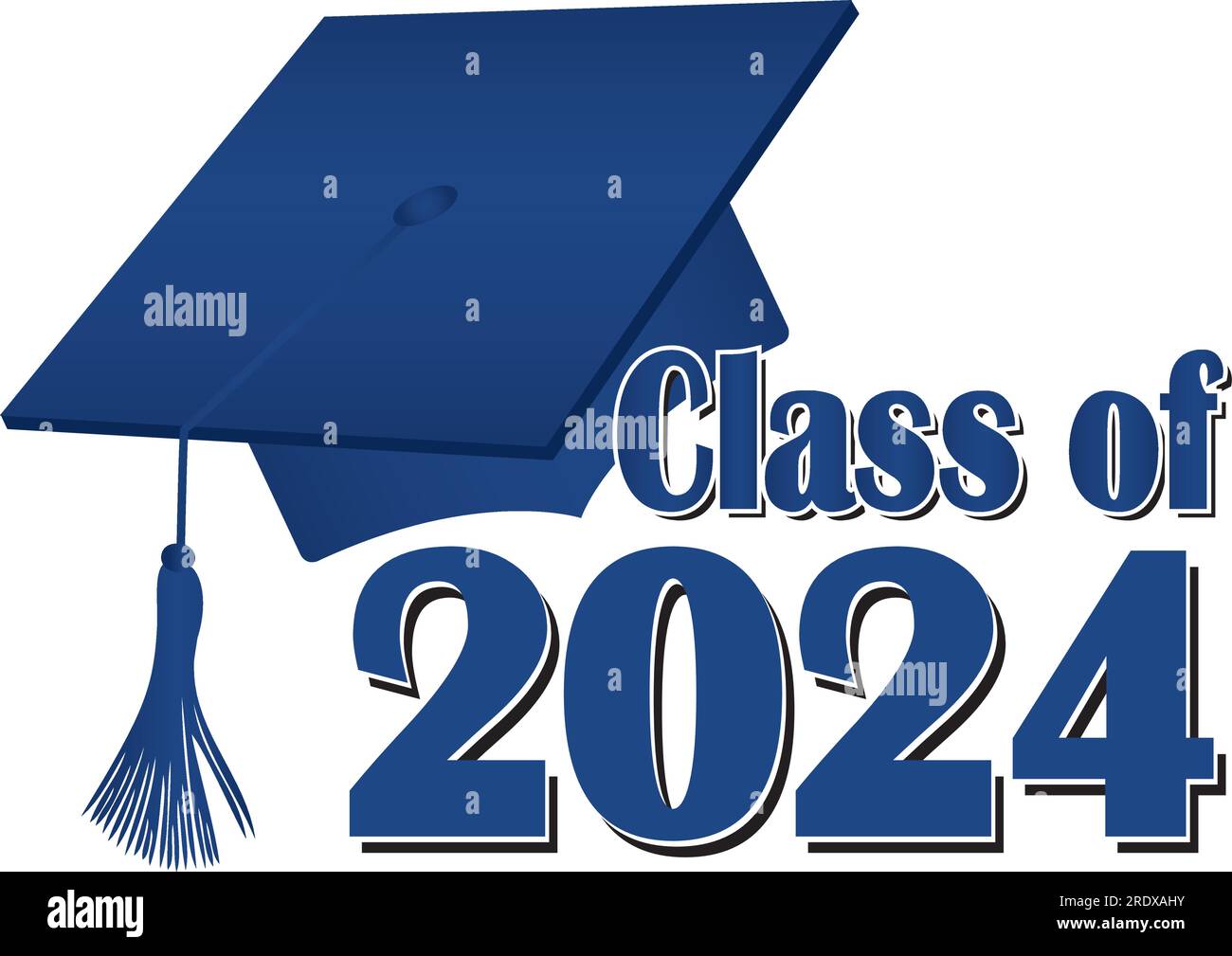 Blue Class of 2024 Graduation Cap Stock Vector