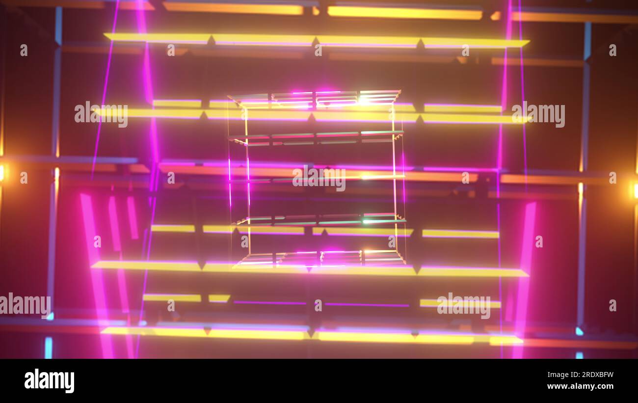 Wireframe sci fi cube. Computer generated 3d render Stock Photo - Alamy