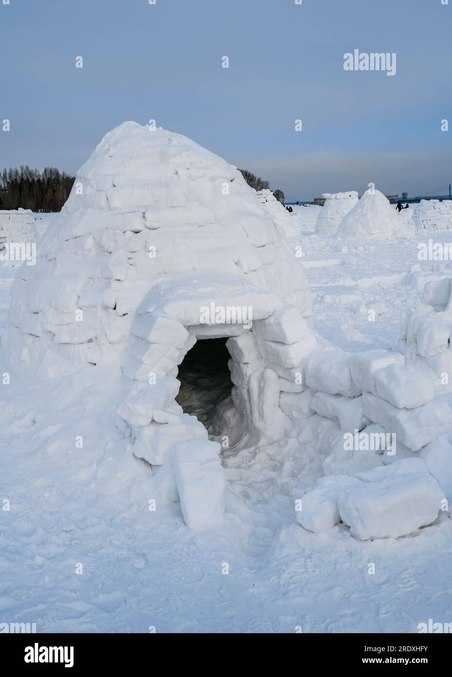 Igloo, a national shelter from the cold of the northern peoples, made of snow bricks Stock Photo