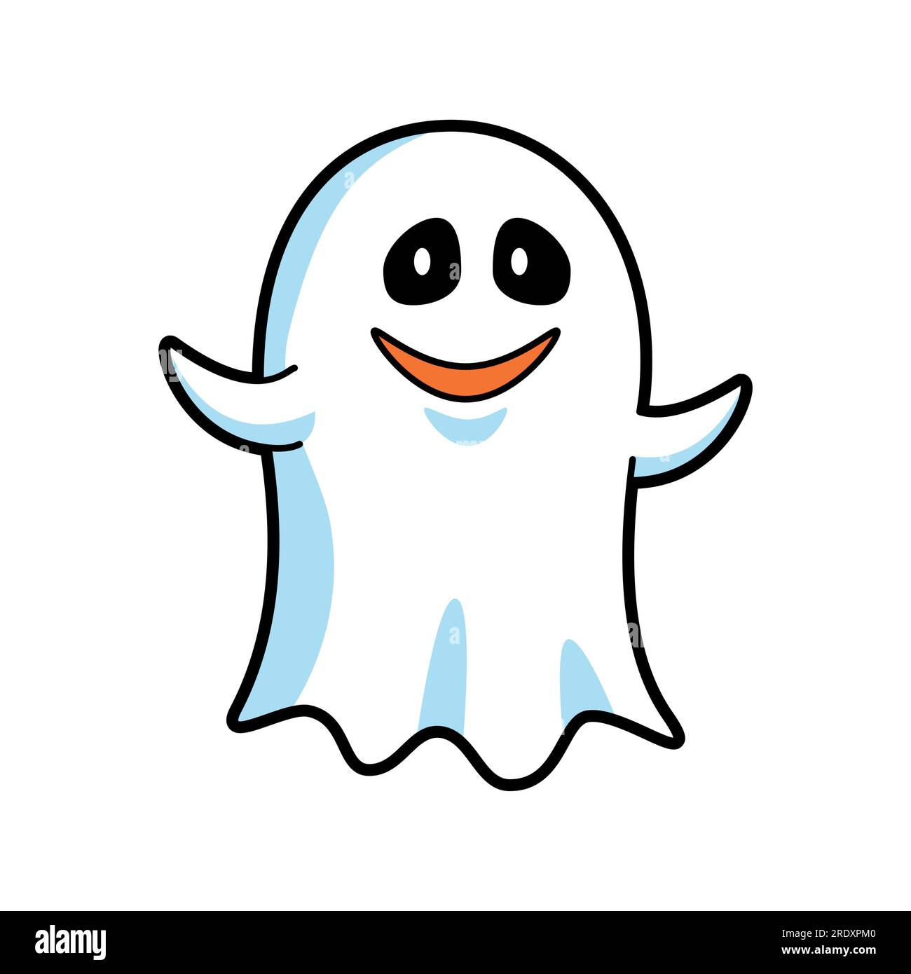 White cloth ghost . Halloween cartoon characters . Vector Stock Vector