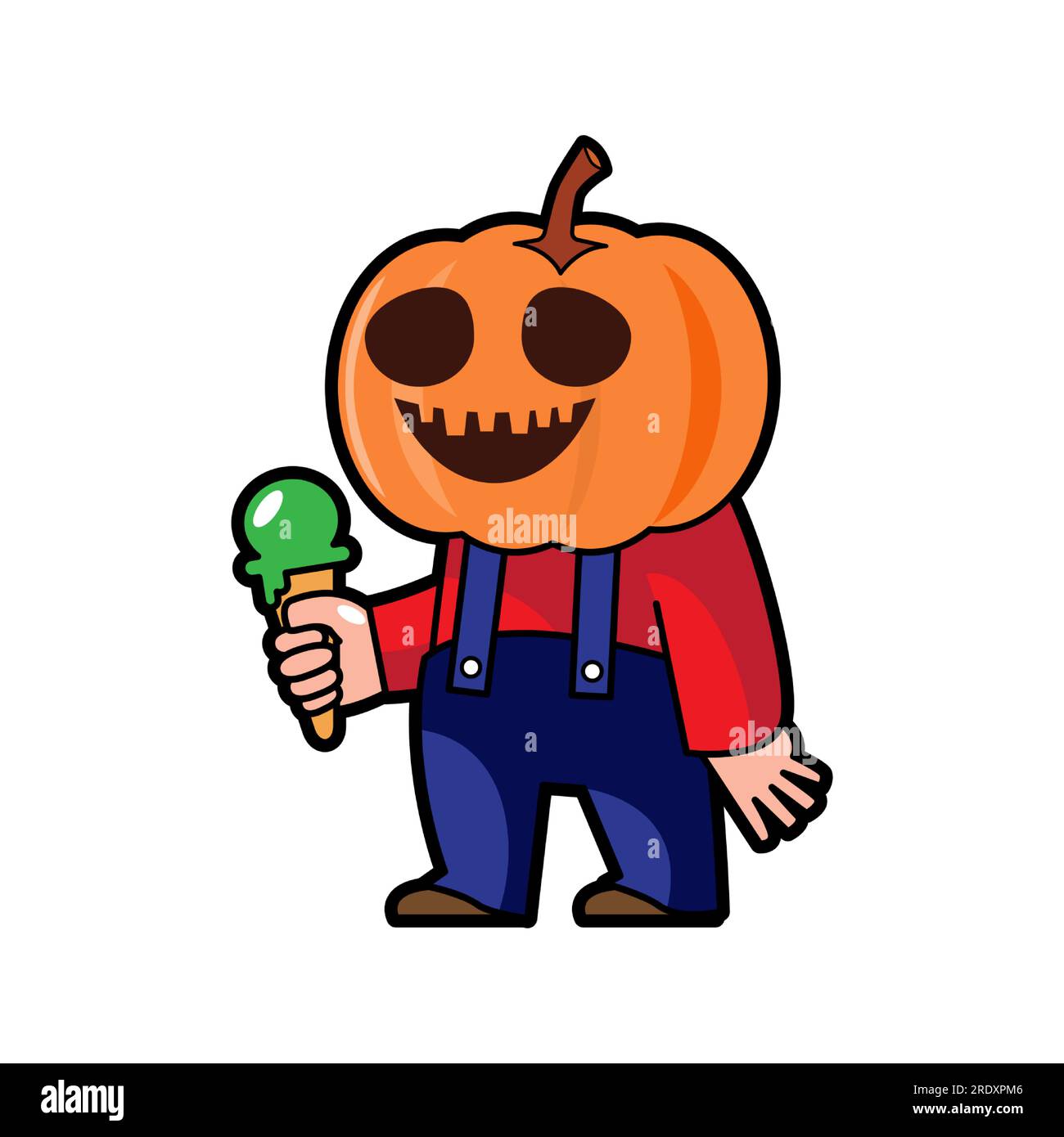Man with pumpkin head . Halloween cartoon characters . Vector Stock