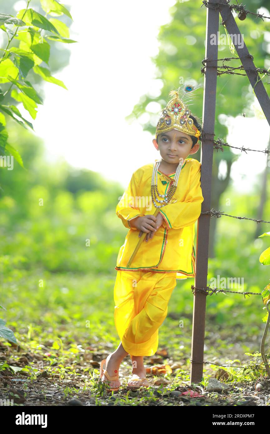 Fancy Dress Krishna, Indian loard krishna Stock Photo