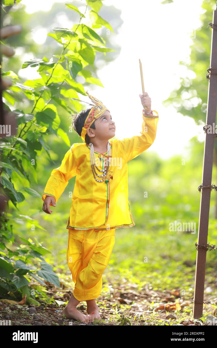 Fancy Dress Krishna, Indian loard krishna Stock Photo