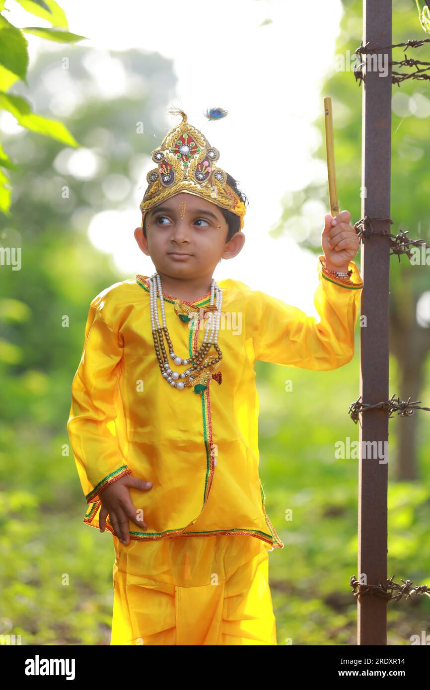 Fancy Dress Krishna, Indian loard krishna Stock Photo