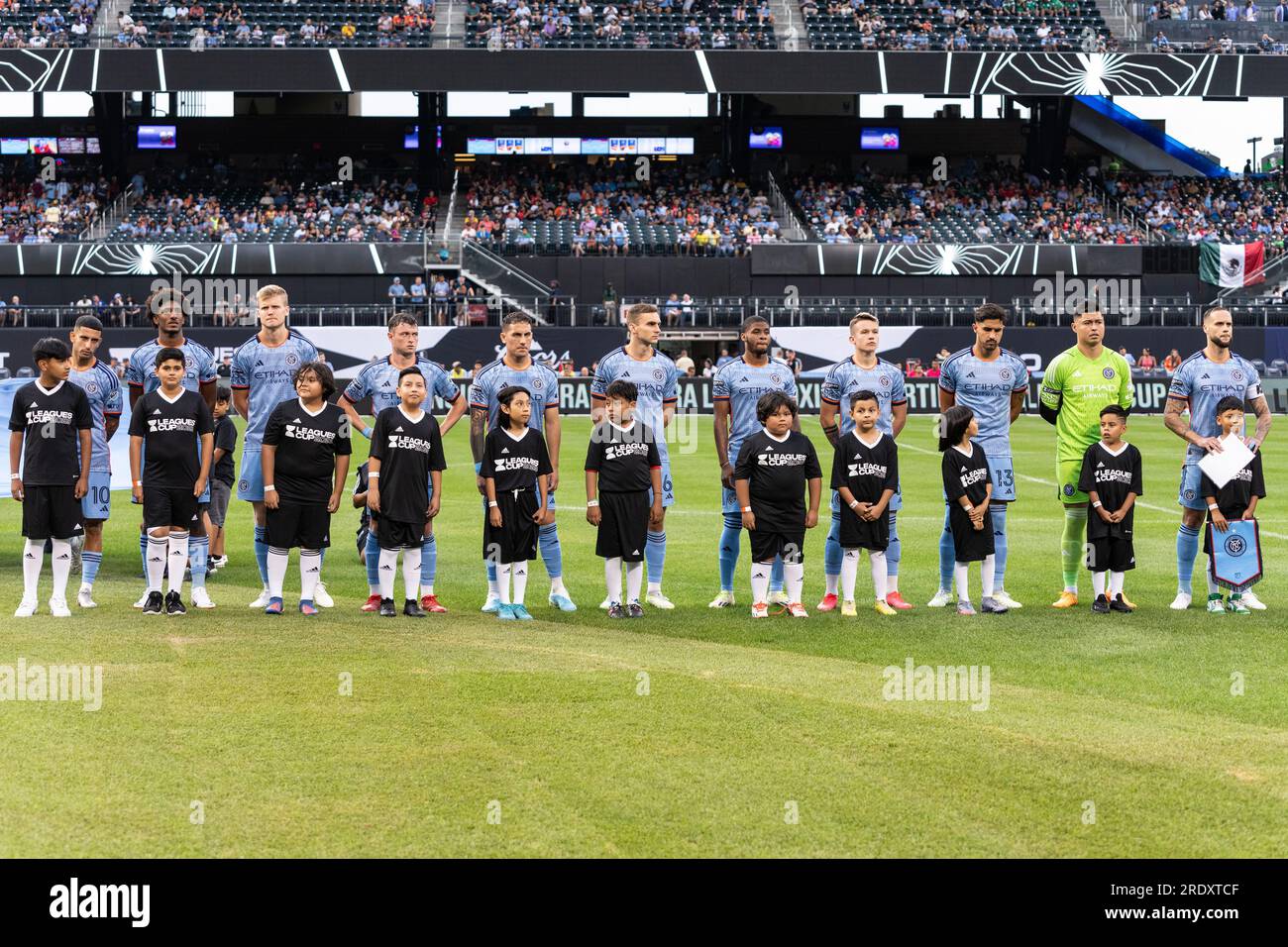Starting 11 of NYCFC pose before Leagues Cup 2023 match against Atlas