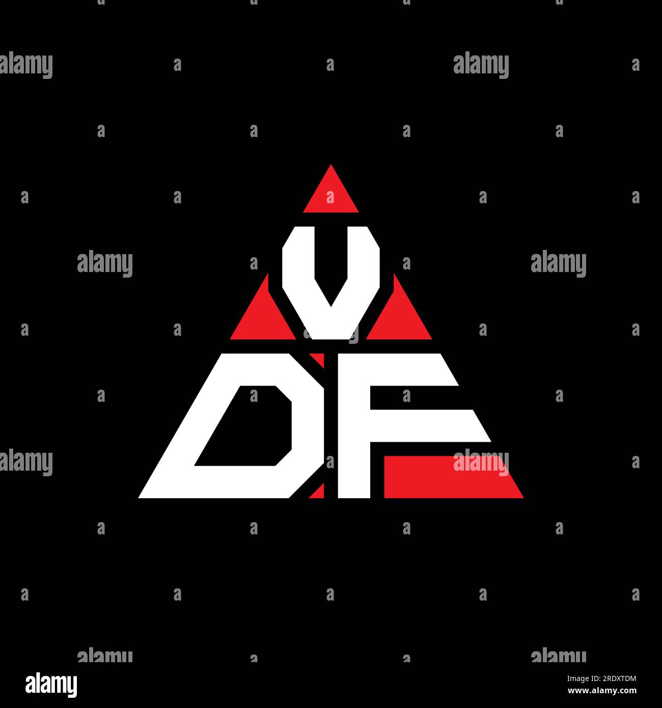 VDF triangle letter logo design with triangle shape. VDF triangle logo design monogram. VDF triangle vector logo template with red color. VDF triangul Stock Vector