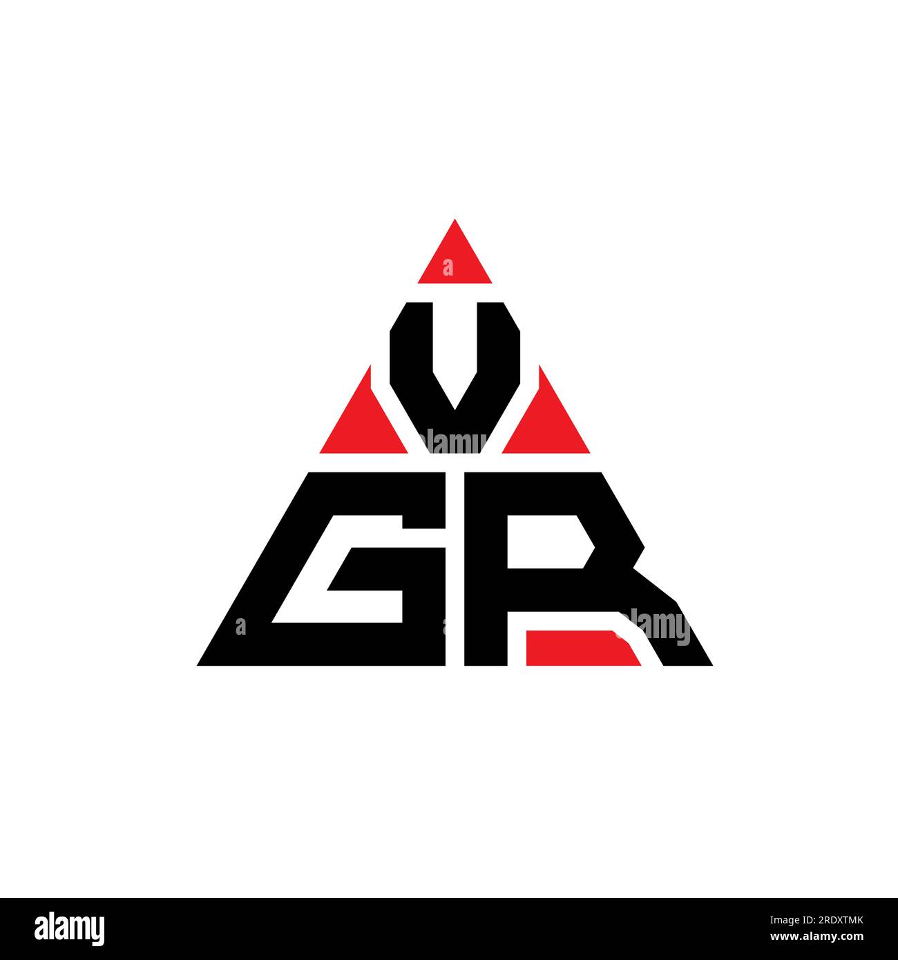 VGR triangle letter logo design with triangle shape. VGR triangle logo design monogram. VGR triangle vector logo template with red color. VGR triangul Stock Vector