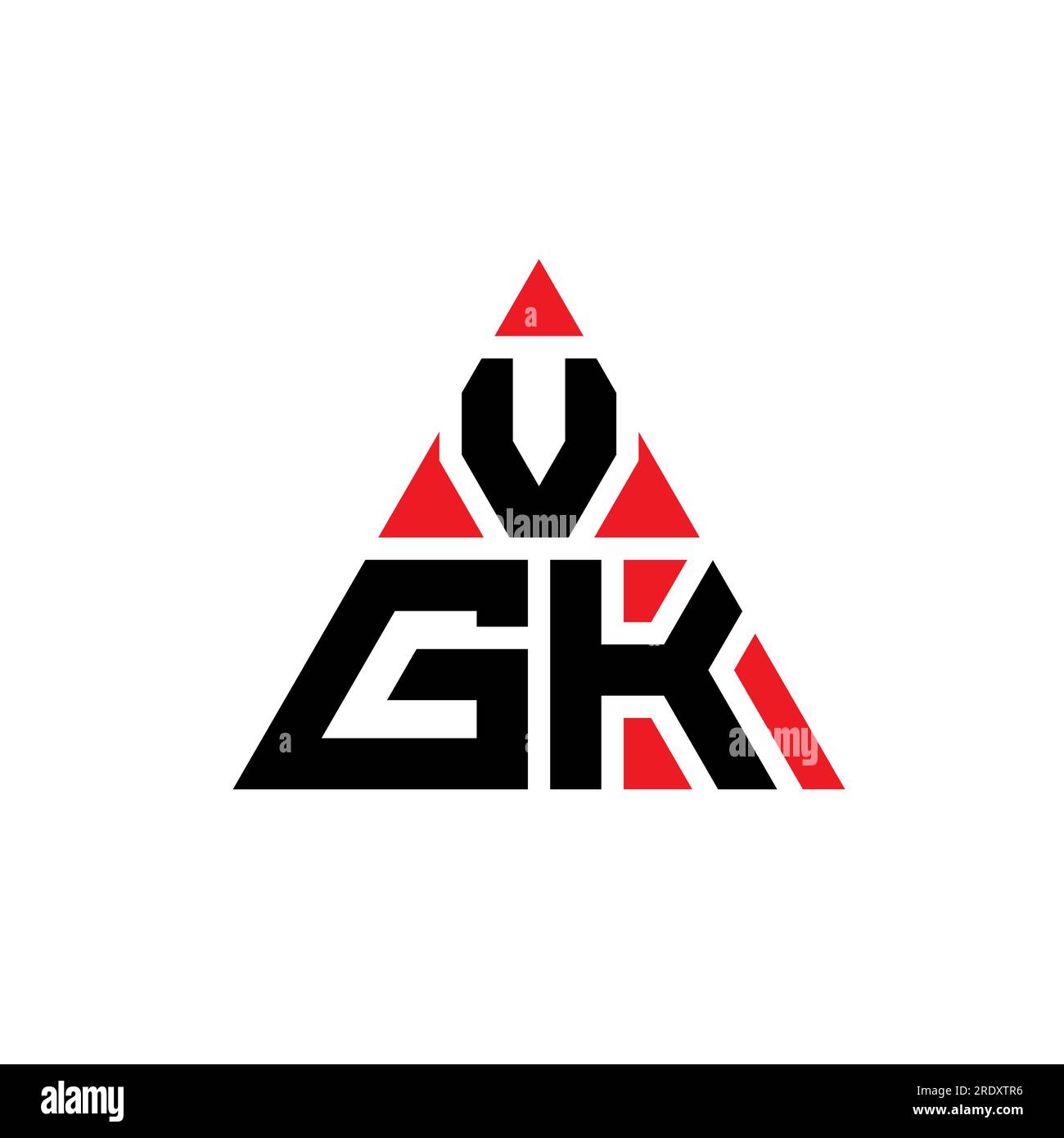 VGK triangle letter logo design with triangle shape. VGK triangle logo design monogram. VGK triangle vector logo template with red color. VGK triangul Stock Vector