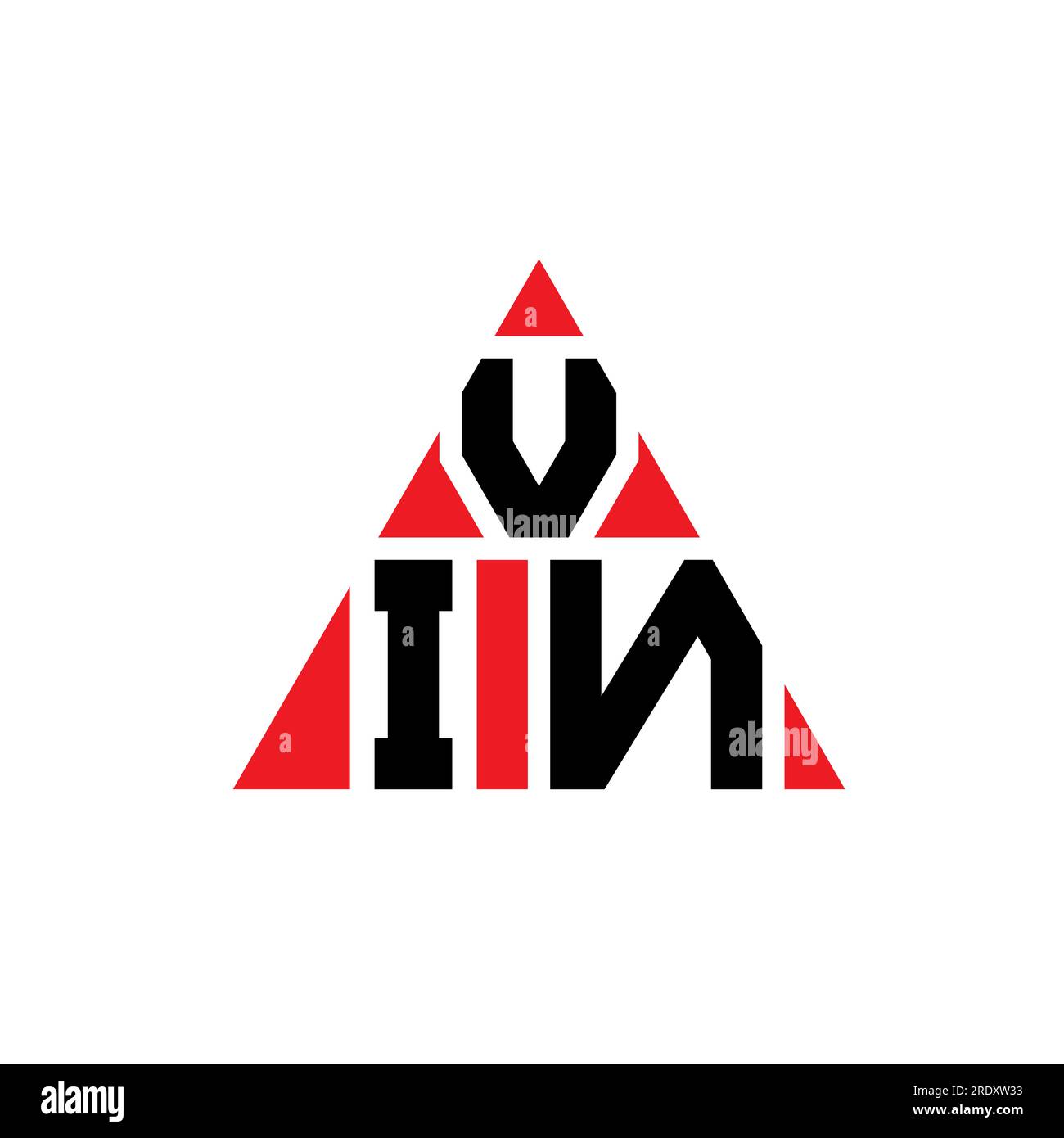 VIN triangle letter logo design with triangle shape. VIN triangle logo design monogram. VIN triangle vector logo template with red color. VIN triangul Stock Vector