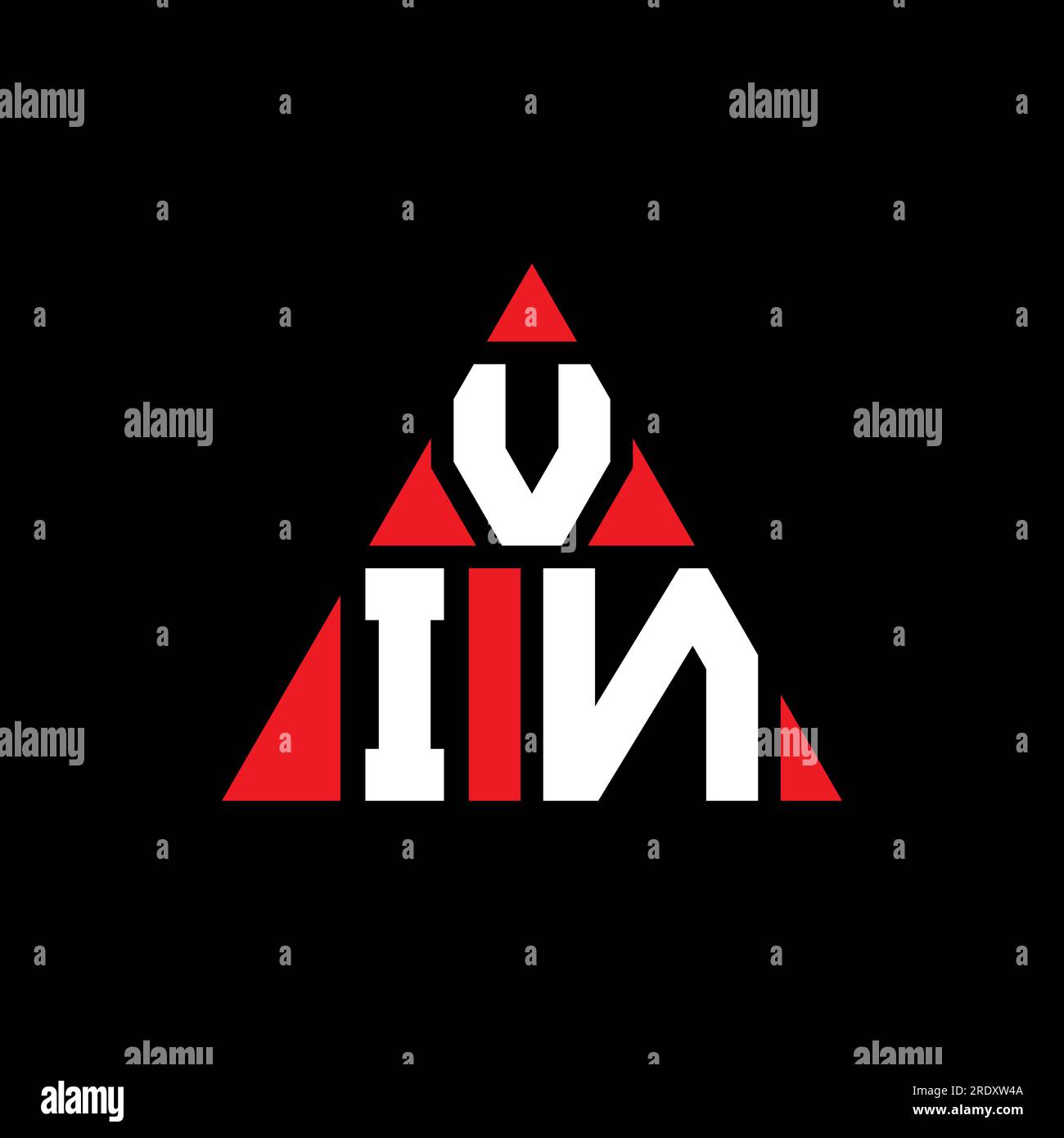 VIN triangle letter logo design with triangle shape. VIN triangle logo design monogram. VIN triangle vector logo template with red color. VIN triangul Stock Vector