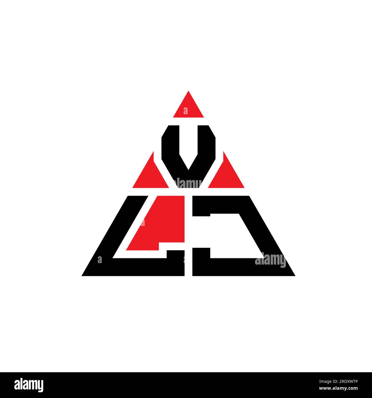 VLJ triangle letter logo design with triangle shape. VLJ triangle logo design monogram. VLJ triangle vector logo template with red color. VLJ triangul Stock Vector