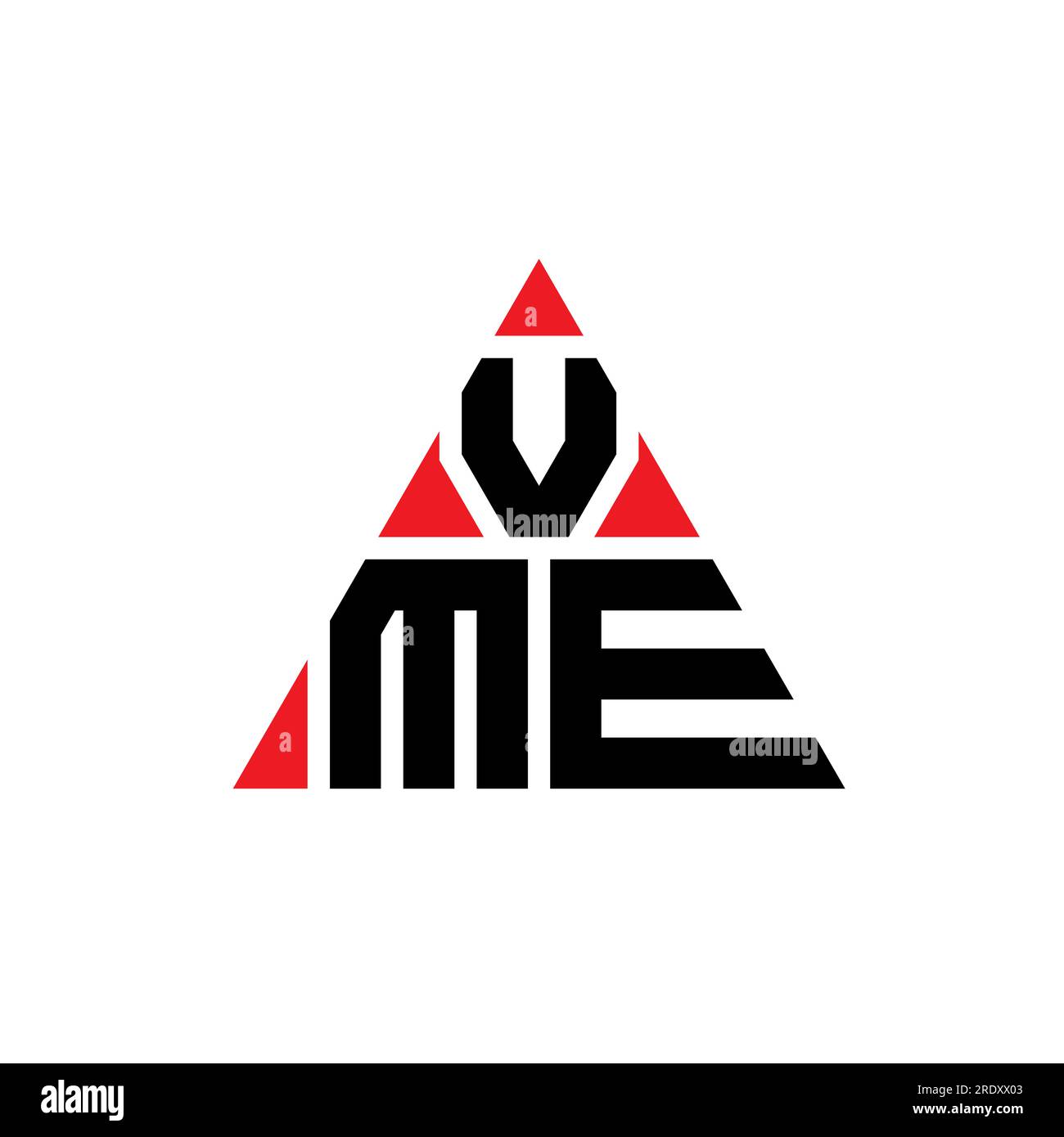 VME triangle letter logo design with triangle shape. VME triangle logo design monogram. VME triangle vector logo template with red color. VME triangul Stock Vector