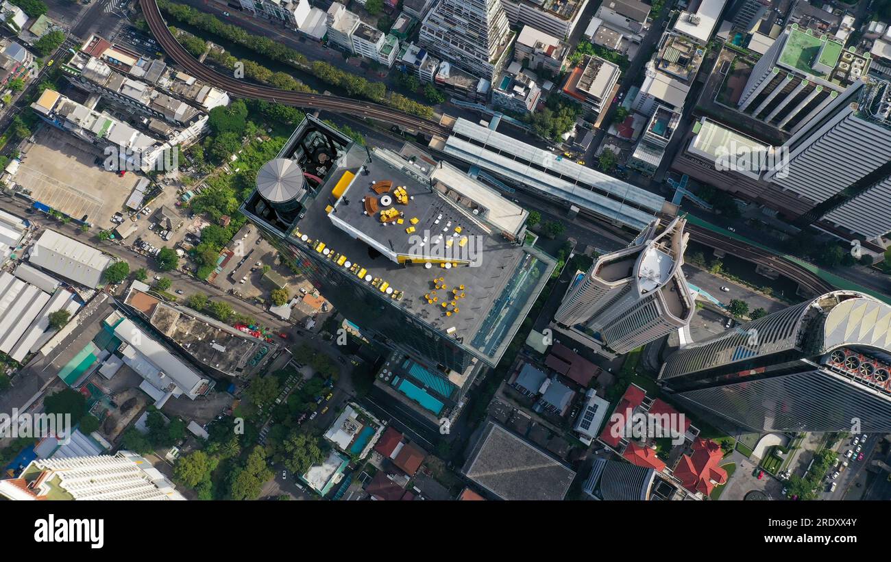 View from above of the rooftop in highest building in Bangkok Stock ...