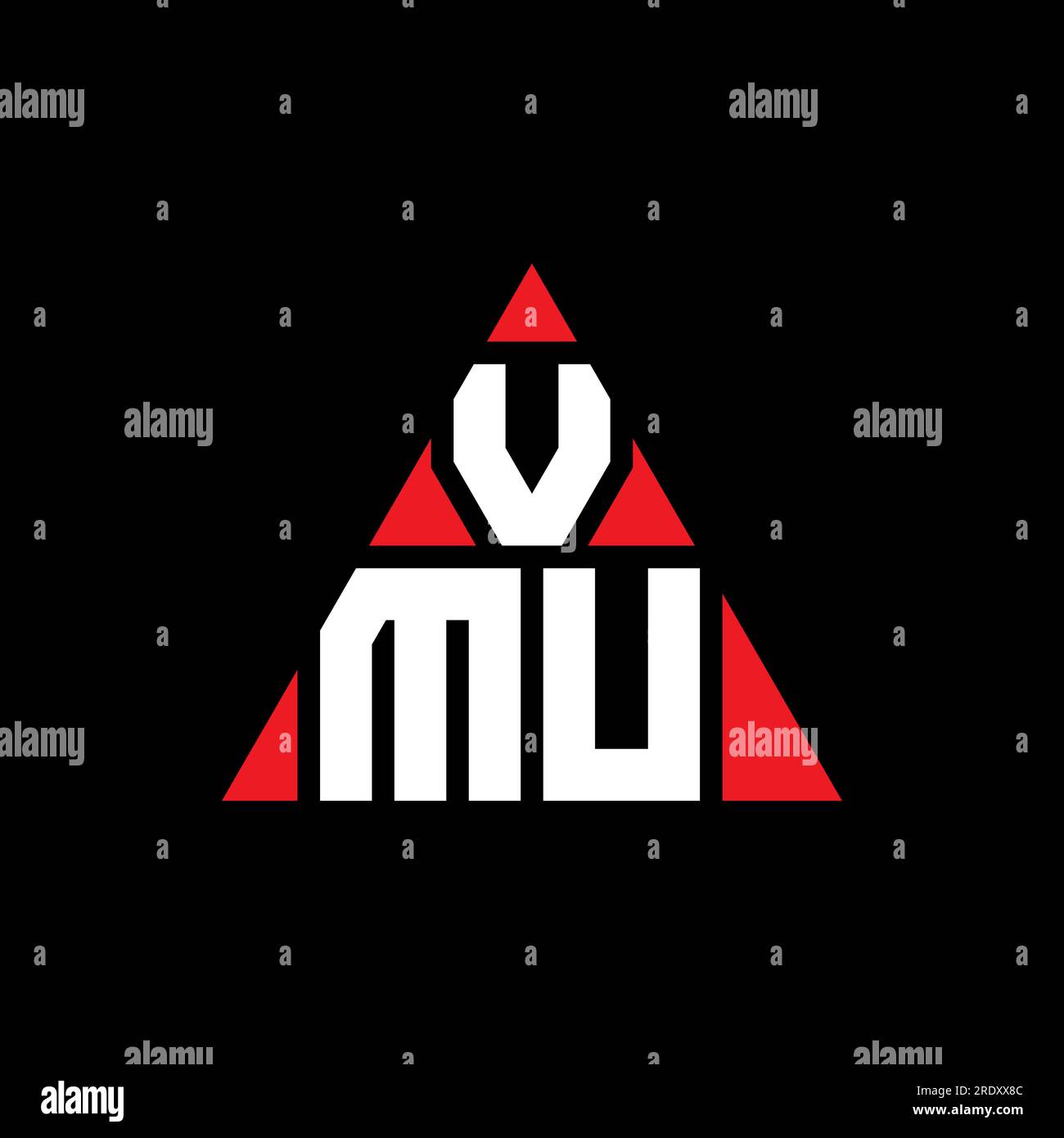 VMU triangle letter logo design with triangle shape. VMU triangle logo design monogram. VMU triangle vector logo template with red color. VMU triangul Stock Vector