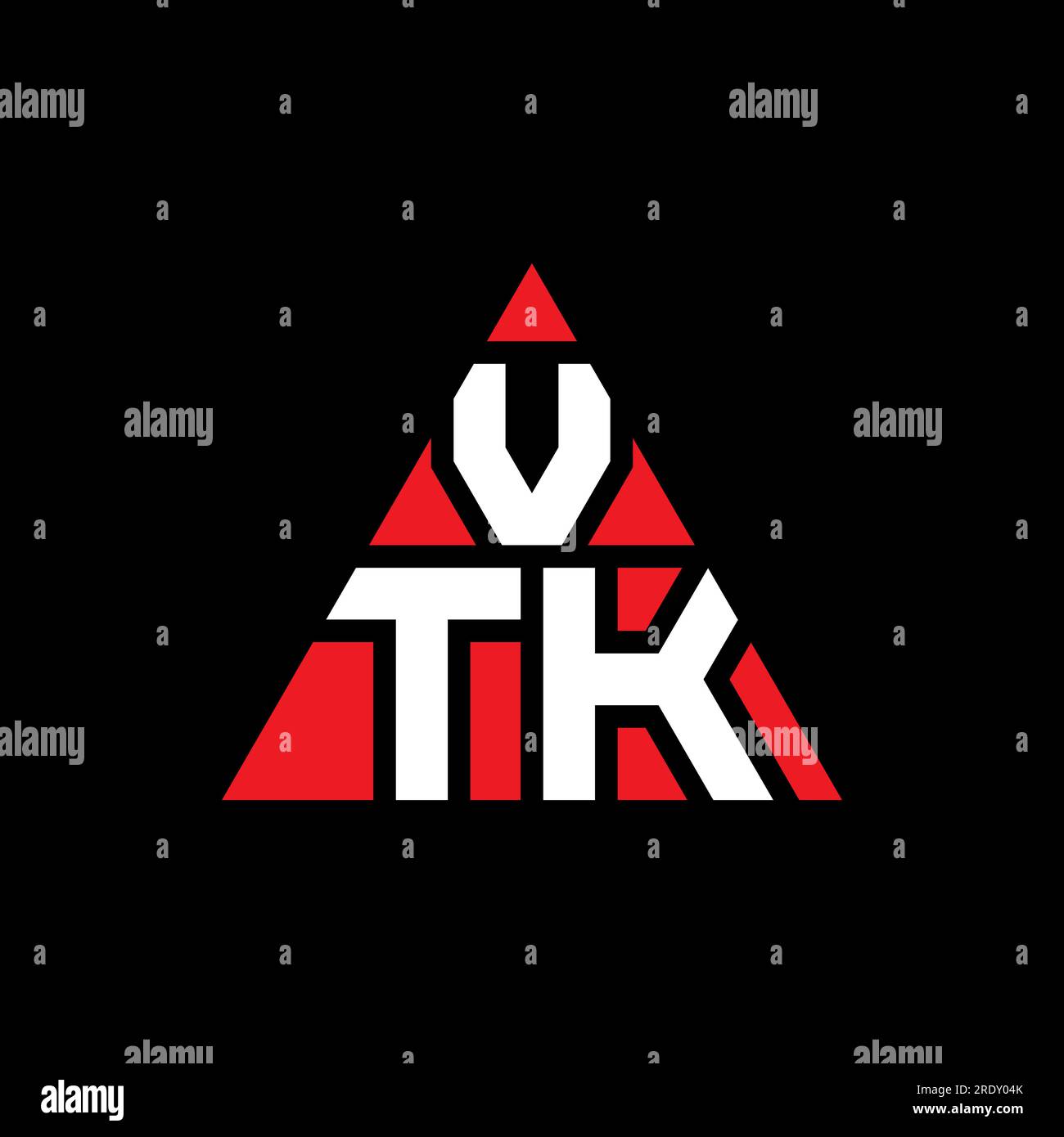 VTK triangle letter logo design with triangle shape. VTK triangle logo design monogram. VTK triangle vector logo template with red color. VTK triangul Stock Vector