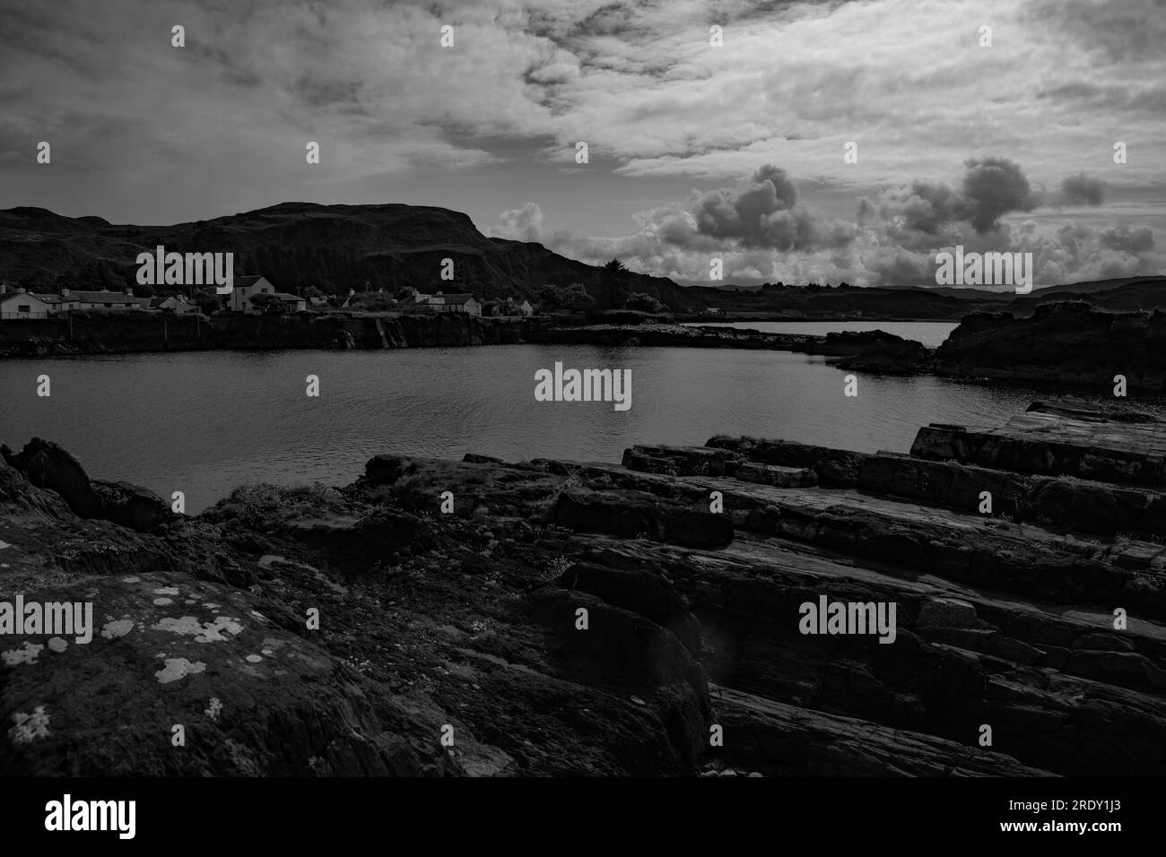 Flooded and disused slate quarry, Easdale Island, off Seil Island, Scotland Stock Photo