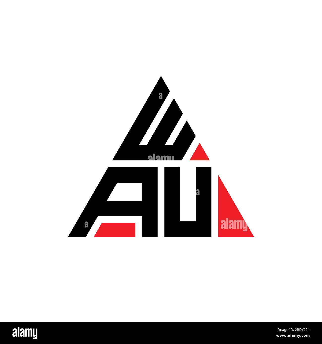WAU triangle letter logo design with triangle shape. WAU triangle logo design monogram. WAU triangle vector logo template with red color. WAU triangul Stock Vector