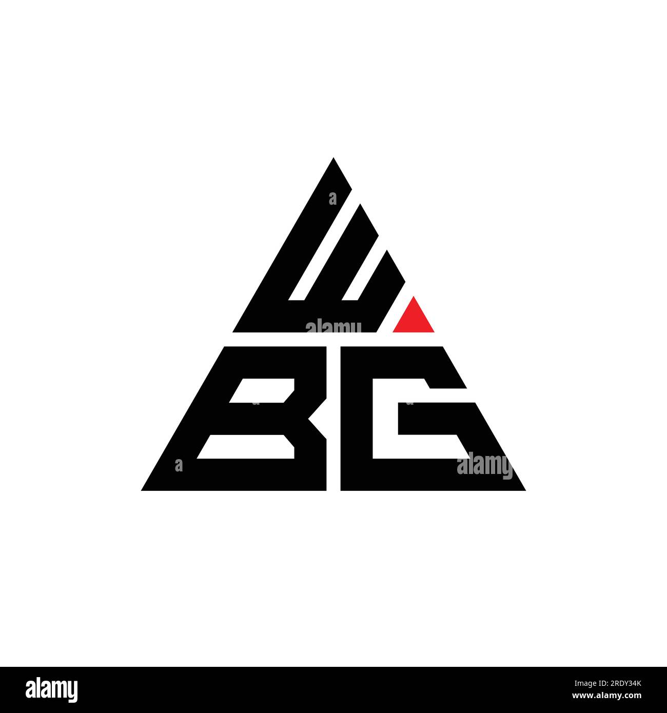 WBG triangle letter logo design with triangle shape. WBG triangle logo design monogram. WBG triangle vector logo template with red color. WBG triangul Stock Vector