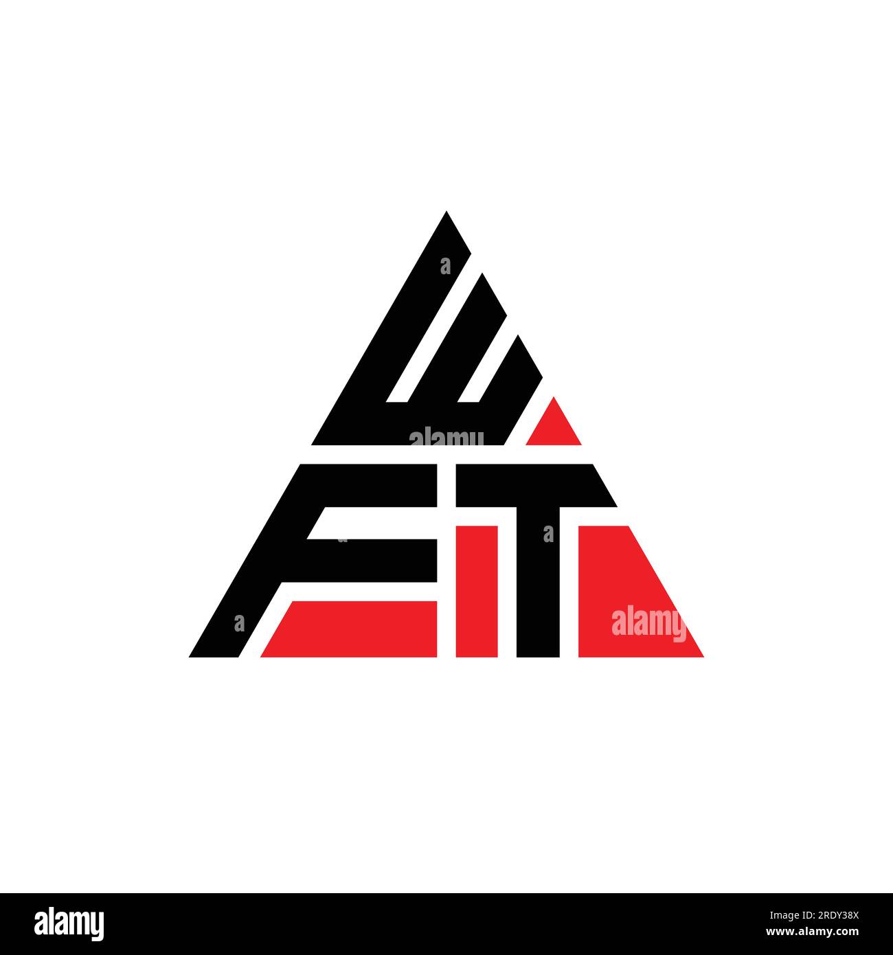 WFT triangle letter logo design with triangle shape. WFT triangle logo design monogram. WFT triangle vector logo template with red color. WFT triangul Stock Vector
