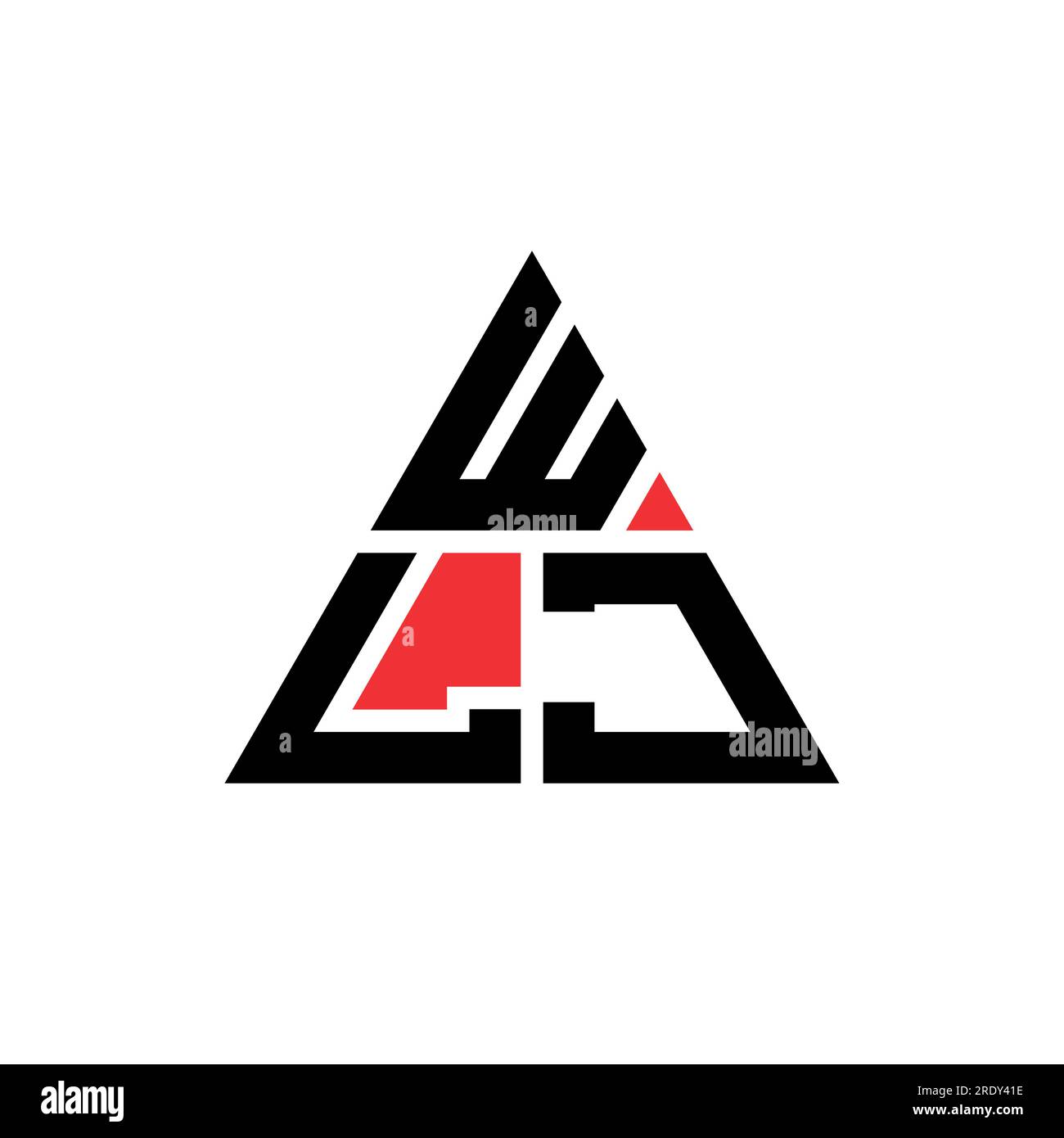 WLJ triangle letter logo design with triangle shape. WLJ triangle logo design monogram. WLJ triangle vector logo template with red color. WLJ triangul Stock Vector