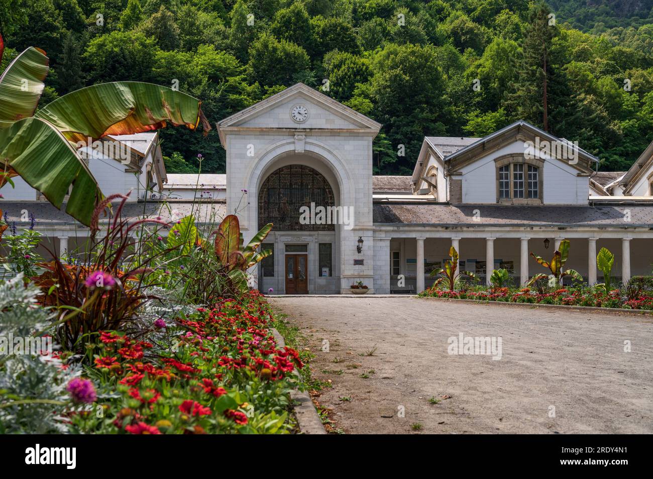 The thermal spa complex of Bagnères-de-Luchon boasts the strongest sulphuric sources in France. Stock Photo