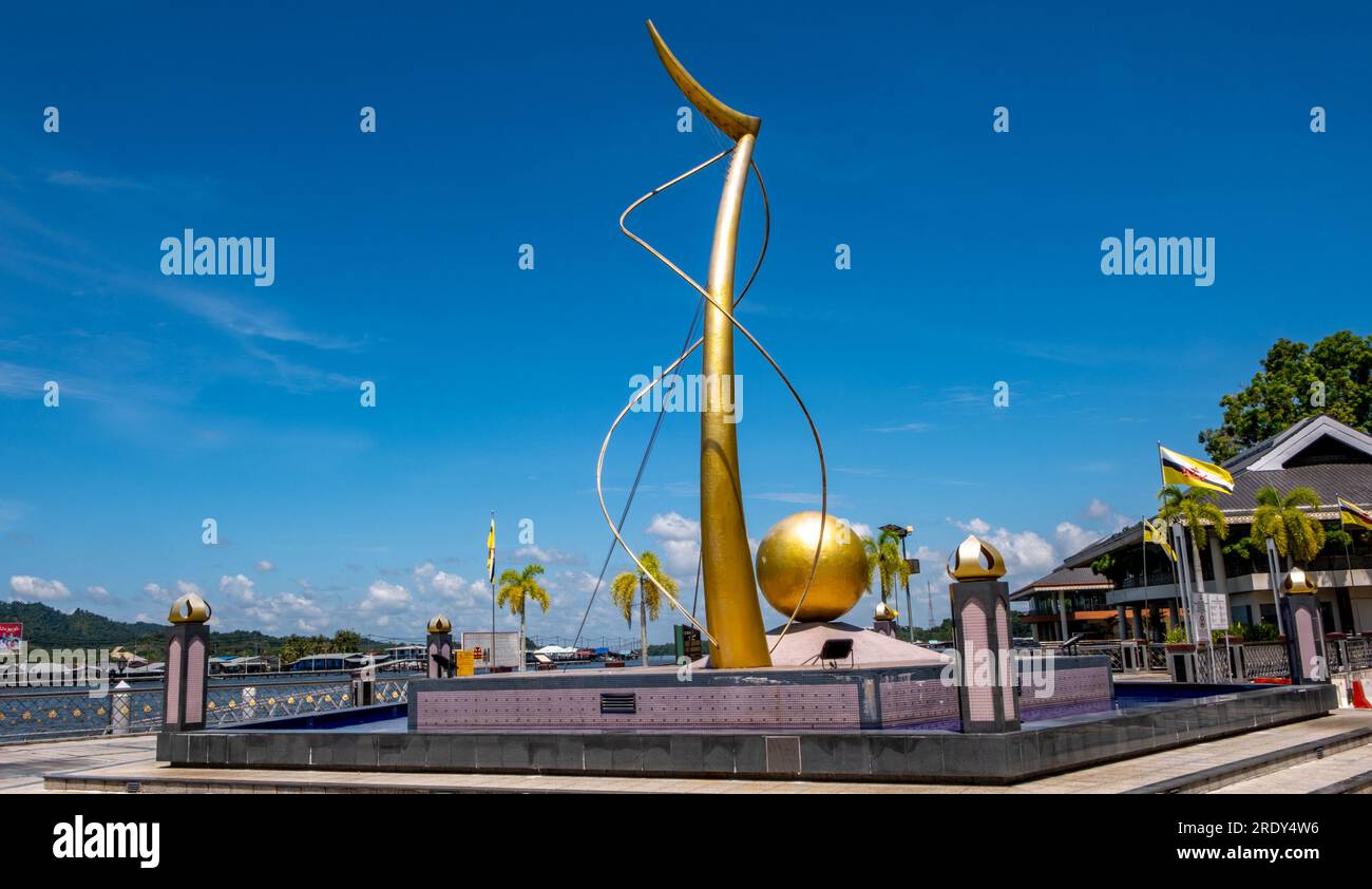 Golden sculpture in a public square in Bandar Seri Begawan, Brunei