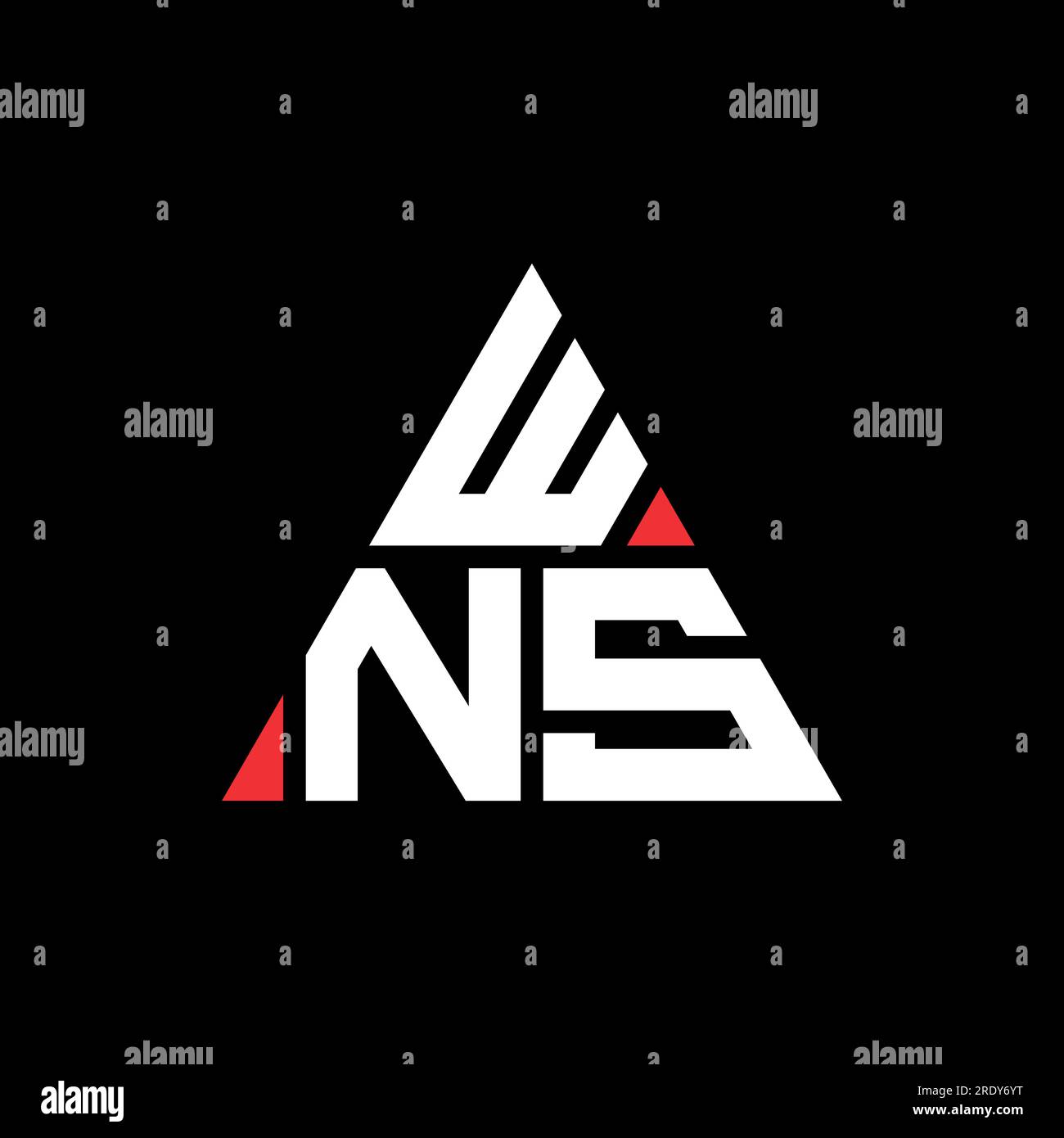 WNS triangle letter logo design with triangle shape. WNS triangle logo design monogram. WNS triangle vector logo template with red color. WNS triangul Stock Vector