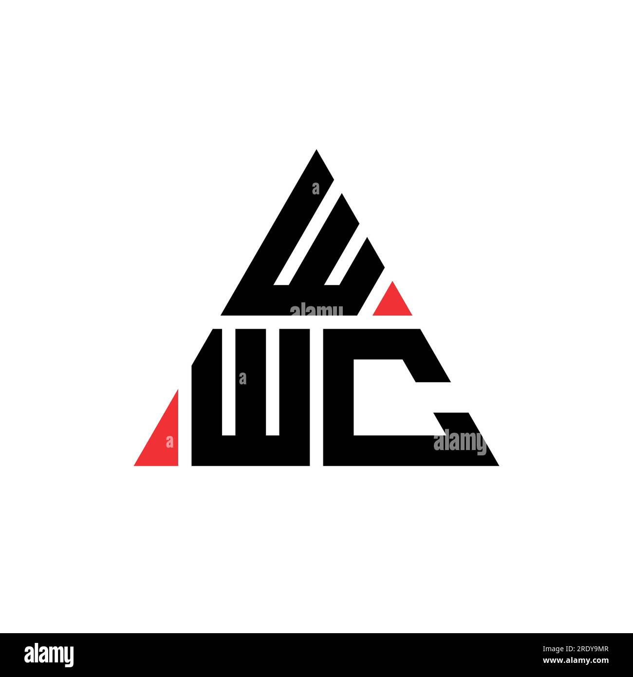 WWC triangle letter logo design with triangle shape. WWC triangle logo design monogram. WWC triangle vector logo template with red color. WWC triangul Stock Vector