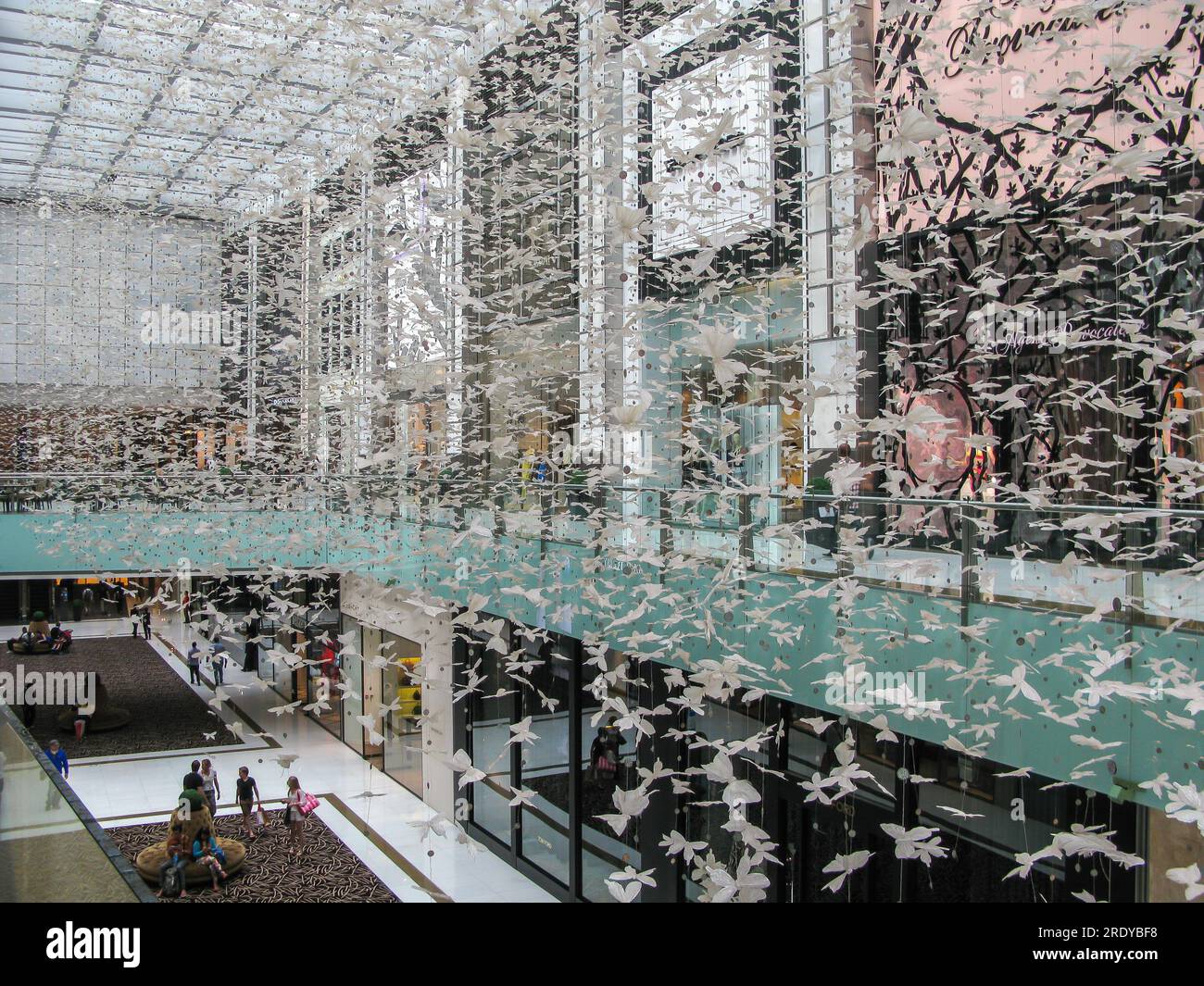 artwork of countless flying white butterflies inside Dubai Mall, Dubai