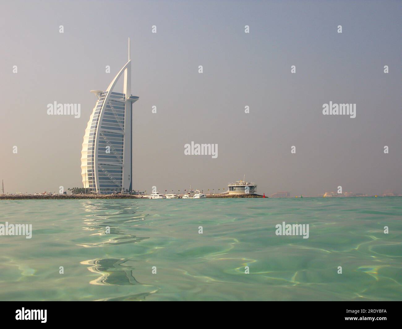 view of the Burj Al Arab hotel from the Persian Gulf, Dubai, UAE Stock Photo