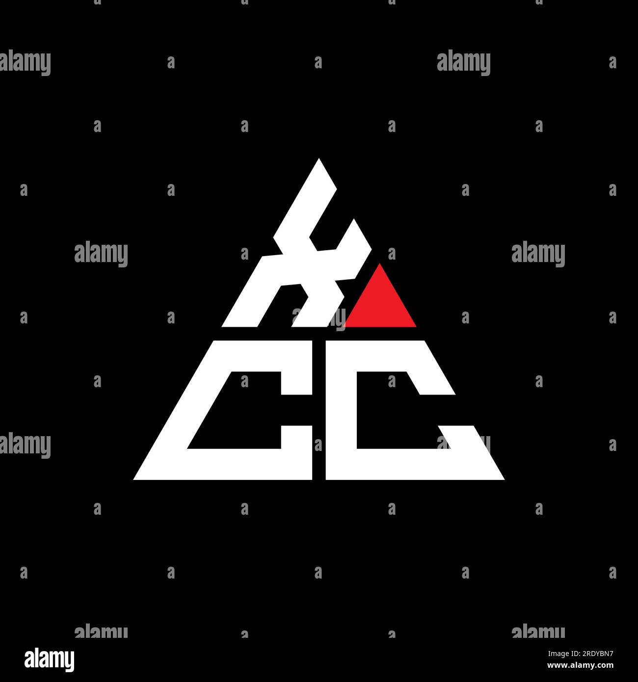 XCC triangle letter logo design with triangle shape. XCC triangle logo design monogram. XCC triangle vector logo template with red color. XCC triangul Stock Vector
