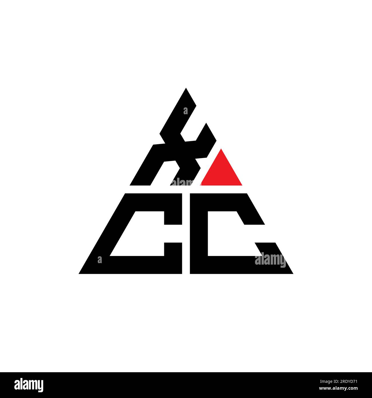 XCC triangle letter logo design with triangle shape. XCC triangle logo design monogram. XCC triangle vector logo template with red color. XCC triangul Stock Vector