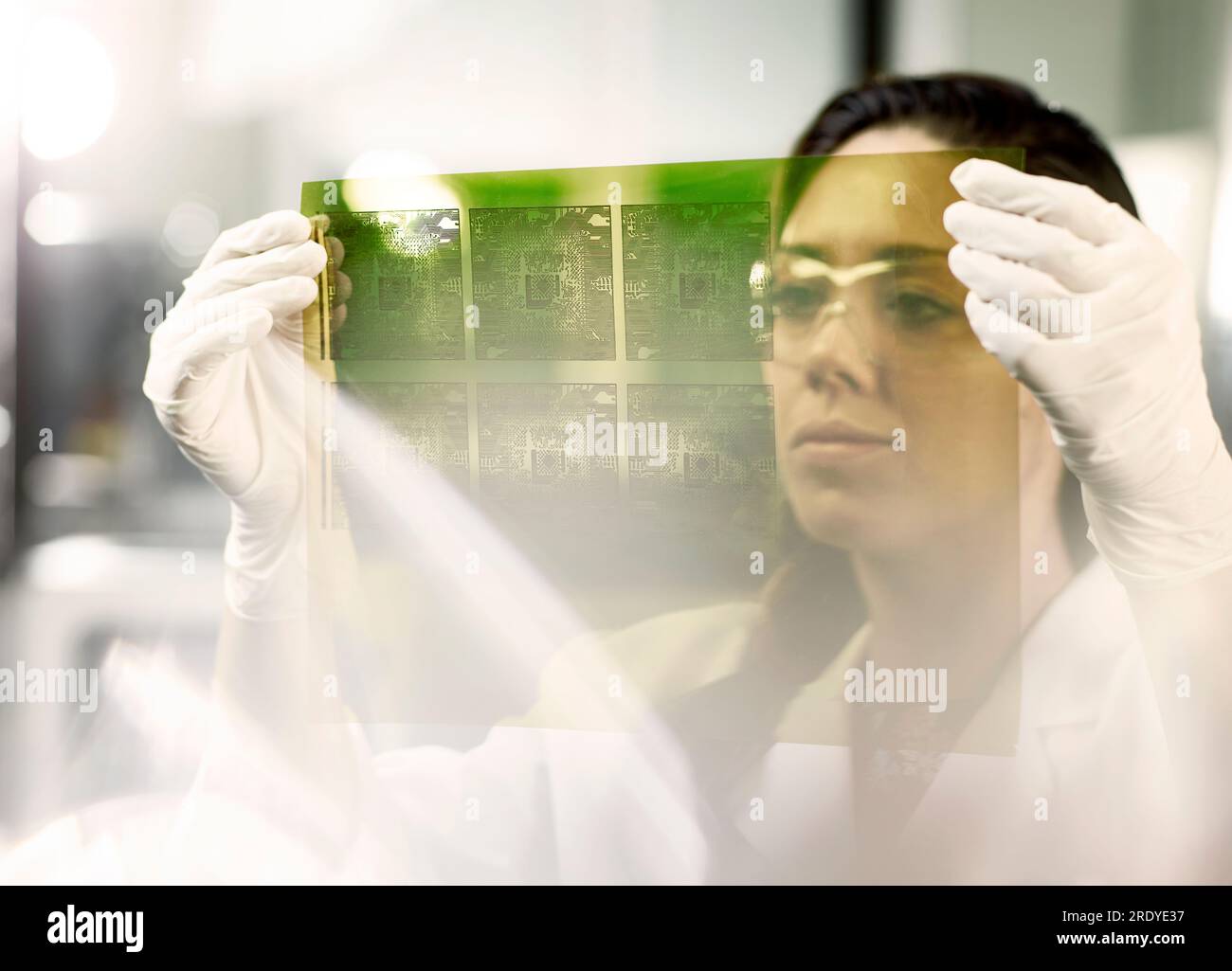 Engineer examining printed circuit board in industry Stock Photo